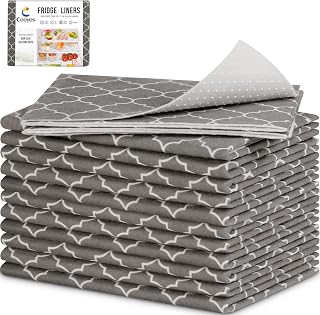 Cooyes 2 in 1 Refrigerator Liners & Fresh mats for Fridge Drawer and Glass Shelves, Absorbent Crisper Mats Washable, BPAfree Cloth Fridge Bin Liners-Keep Produce Fresh Longer