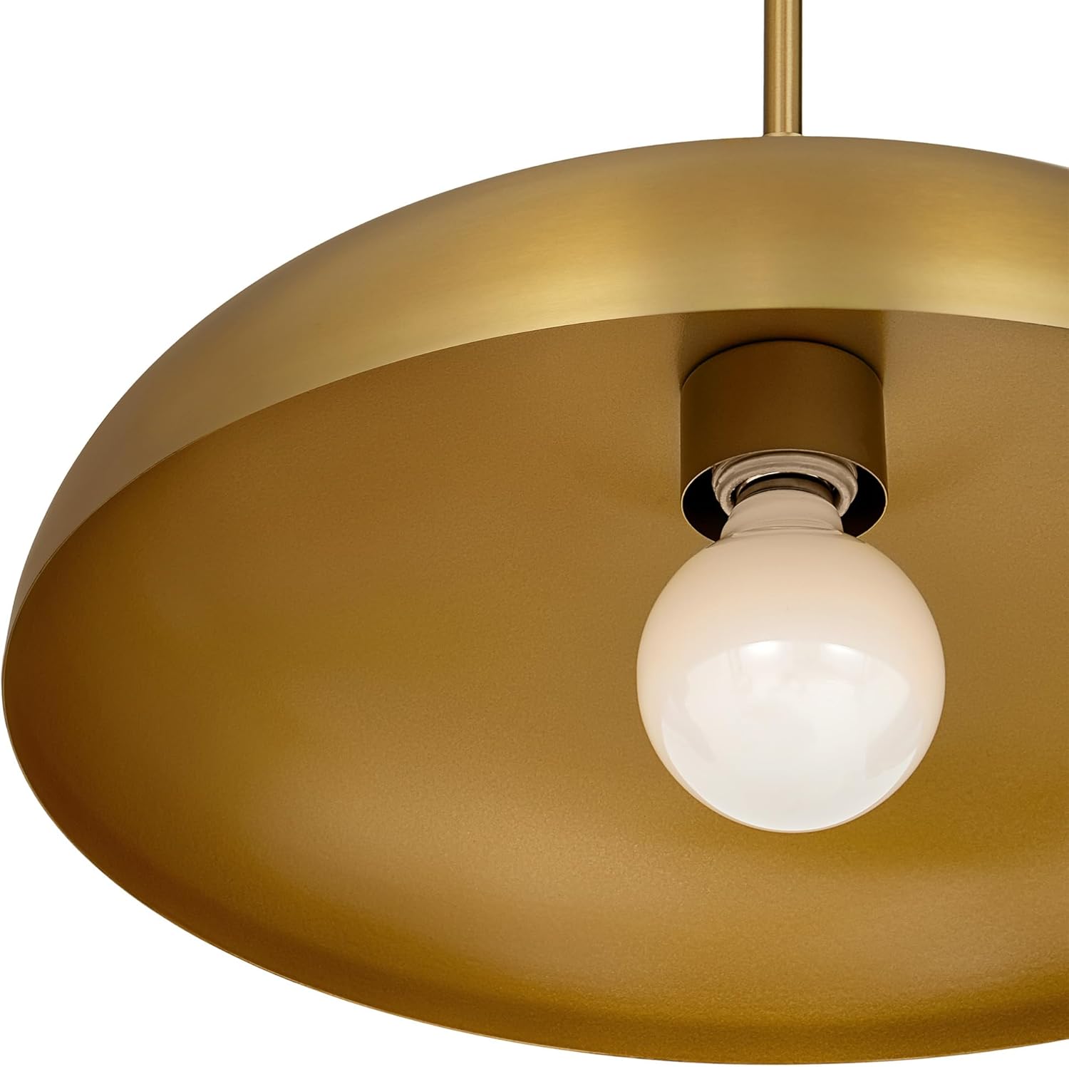 15.7 Inch Modern Pendant Lights Kitchen Island, 1-Light Brushed Gold Dome Pendant Ceiling Light All Metal, Contemporary Single Hanging Lighting Fixtures for Dining Room Over Table Sink Hall