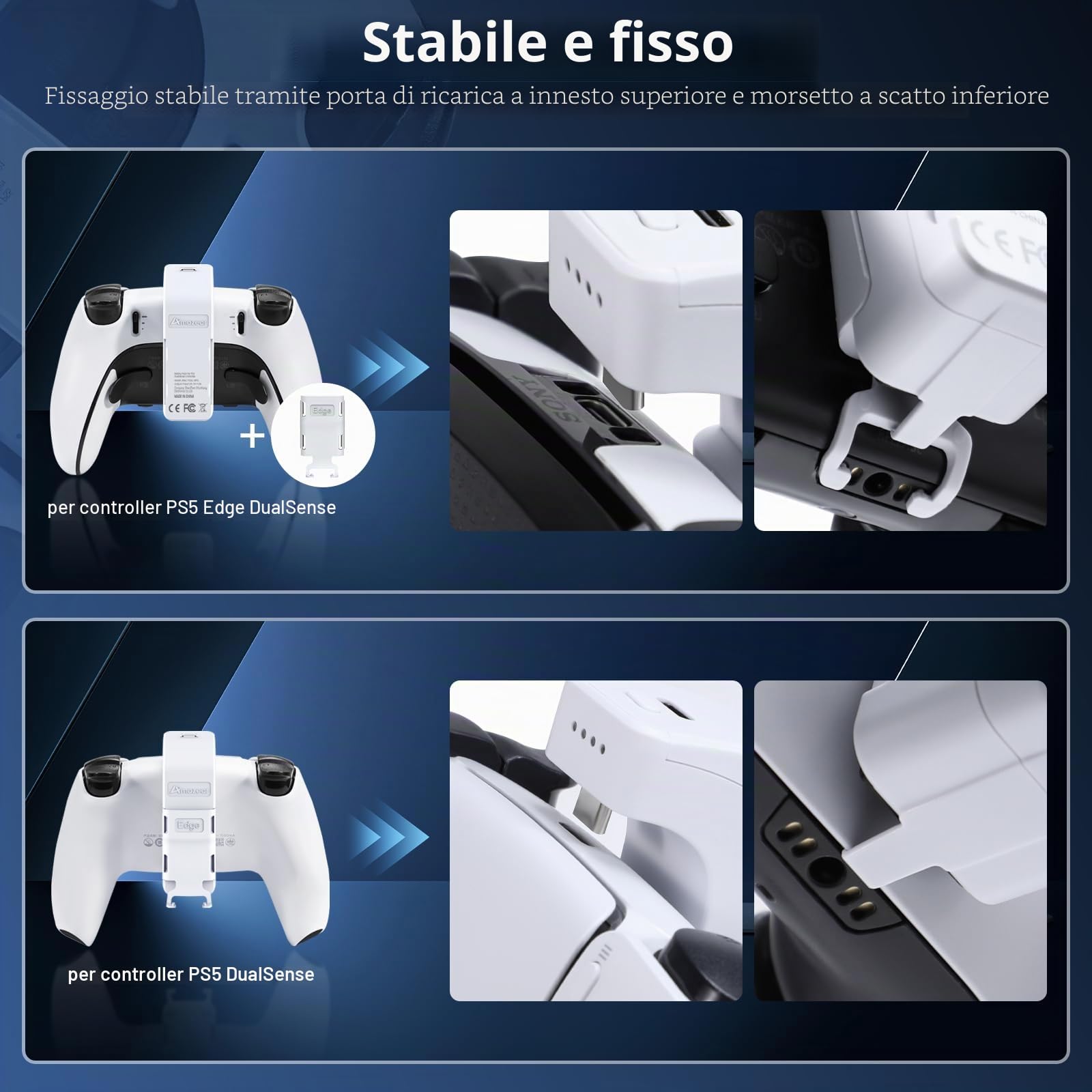 AMAZEAR Akku Pack für PS5 DualSense Controller, Playst-ation 5 Zubehör 3000mAh Schnell Ladegerät, tragbarer wiederaufladbarer zusätzlicher Akku für PS5 Edge oder Standard Game Controller (weiß)