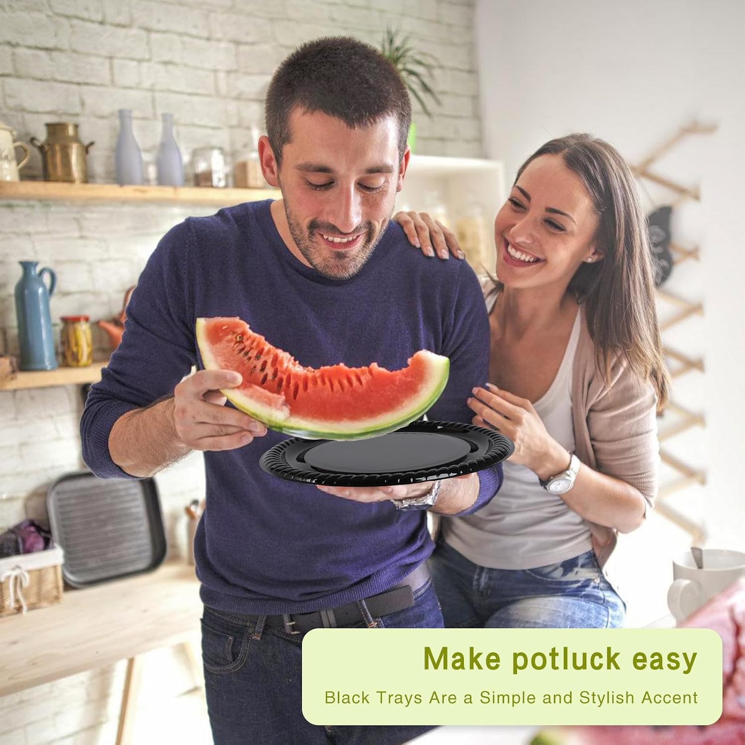 12 Pcs 12 Inch Plastic Serving Trays With Lids, Round Platters