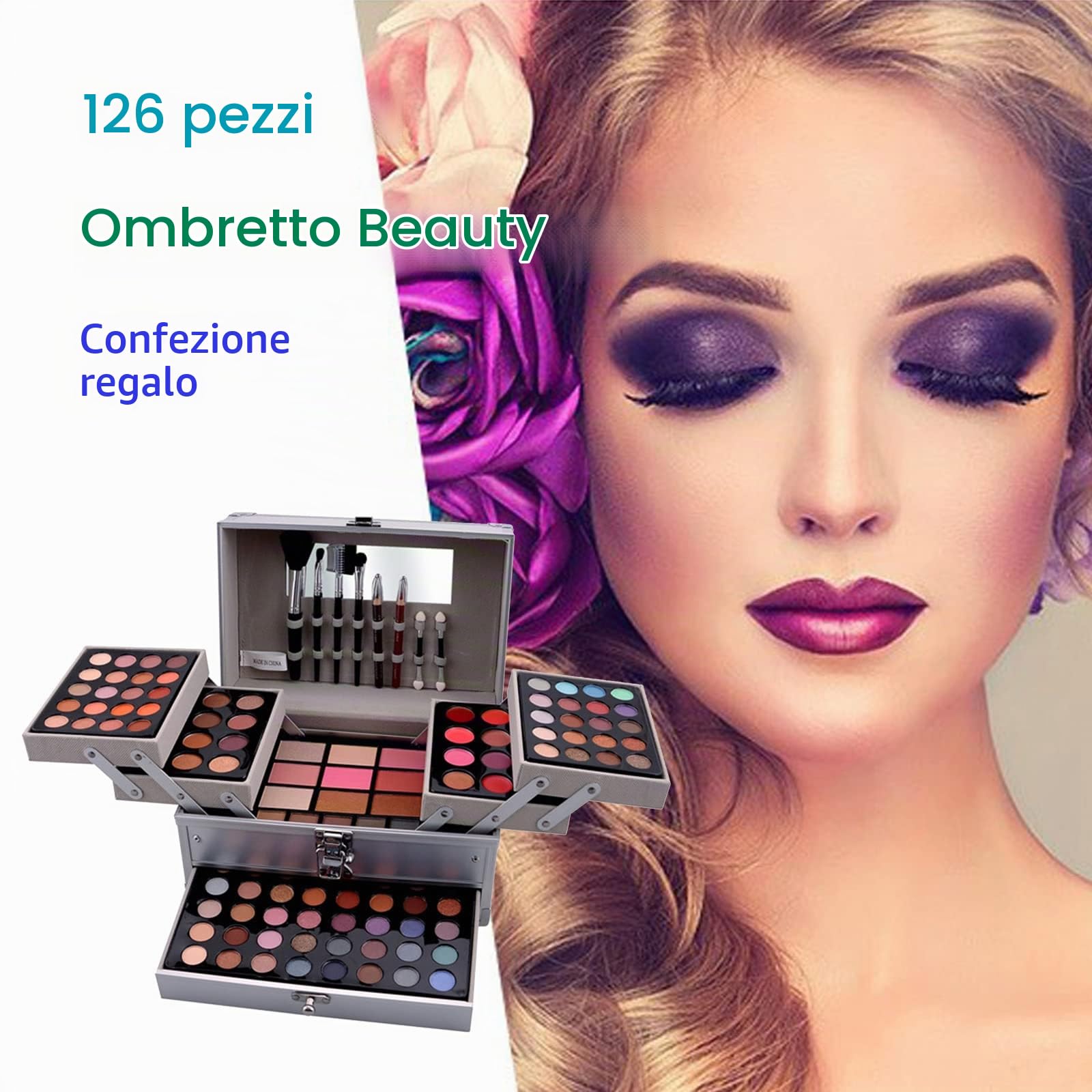 Professional Trucchi Donna Offerta, MKNZOME Set Trucchi Make Up Completo Kit Makeup Regalo di Natale e Compleanno Palette Ombretti Professionali Rossetti Make-up Fondotinta Correttore