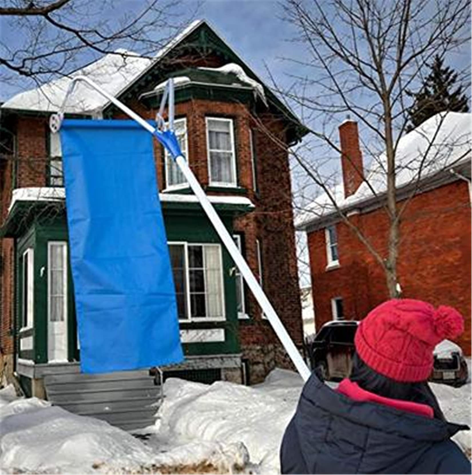Strumento di rimozione del rastrello della Neve del Tetto Leggero da 20 ft con Impugnatura telescopica regolabile-20 '',Blu