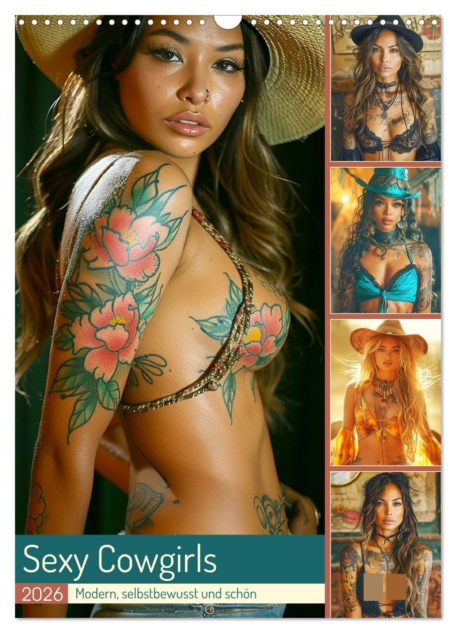 Sexy cowgirls. Modern, self-confident and beautiful UK-Version (Wall Calendar 2026 DIN A3 Portrait), CALVENDO 12 Month Wall Calendar โ image 1