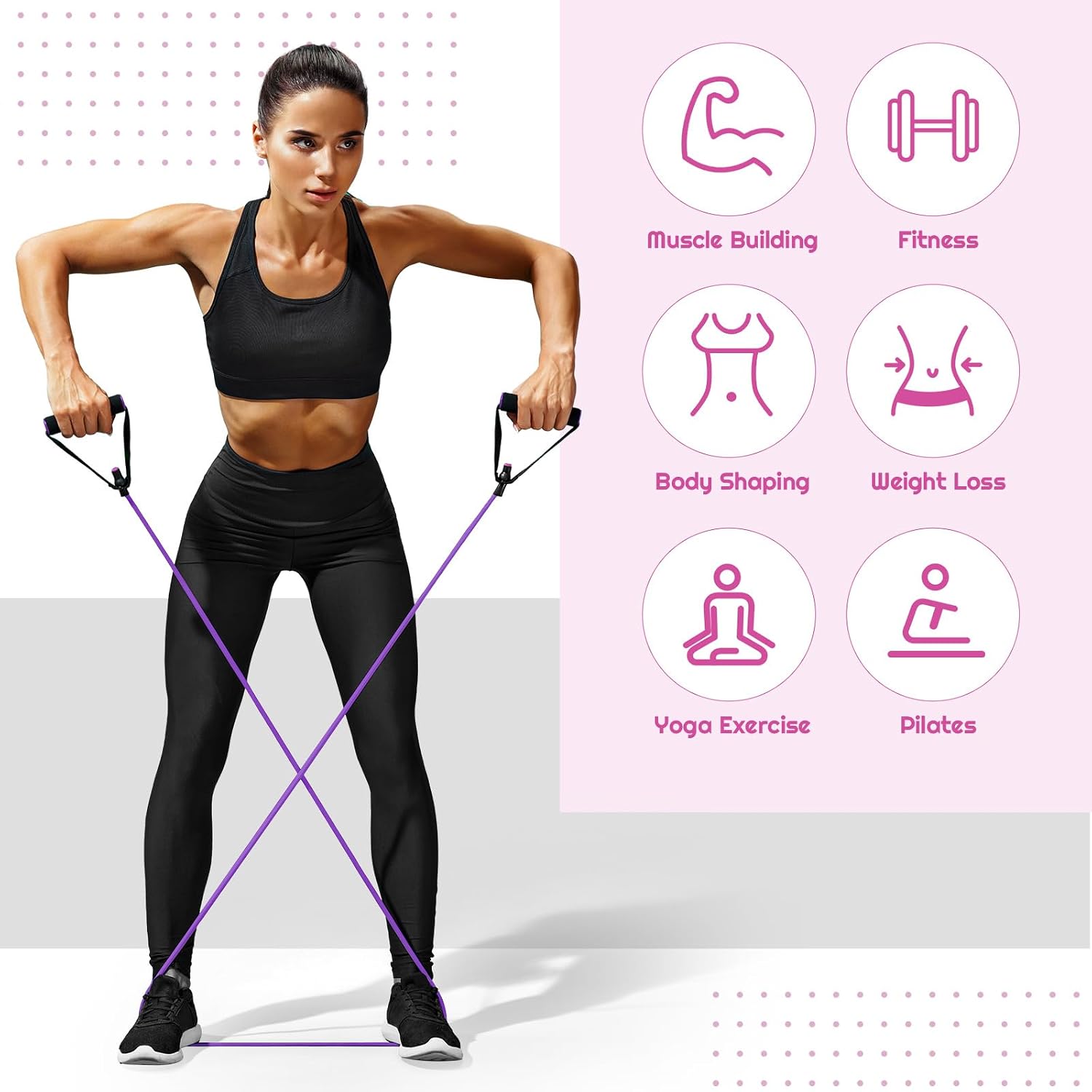 Women Fitness Exercise Equipment Trainer Set Pedal Resistance Band | Leg Arm Thigh Resistance Bands, Women Fitness Workout Equipment, Pedal Resistance Band with Handle, Yoga Pilates Body Fitness