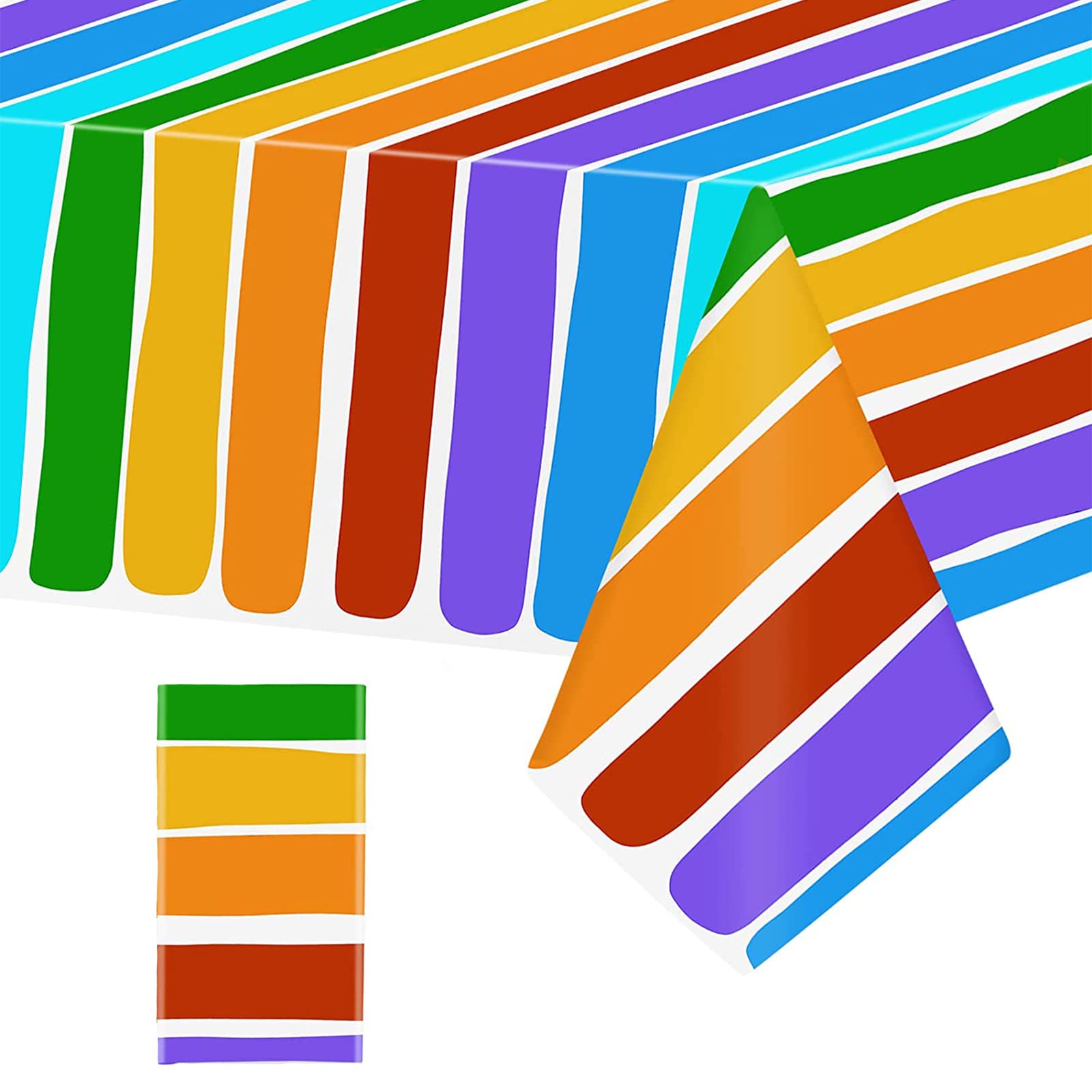 YAAVAAW Rainbow Table Cloth Party for Kids,137 * 274cm LGBT Gay Pride Party Table Cloth Rainbow Tablecloths Disposable Plastic Tablecover for Pride,Summer Beach Kids Birthday Cocktail Party Decor