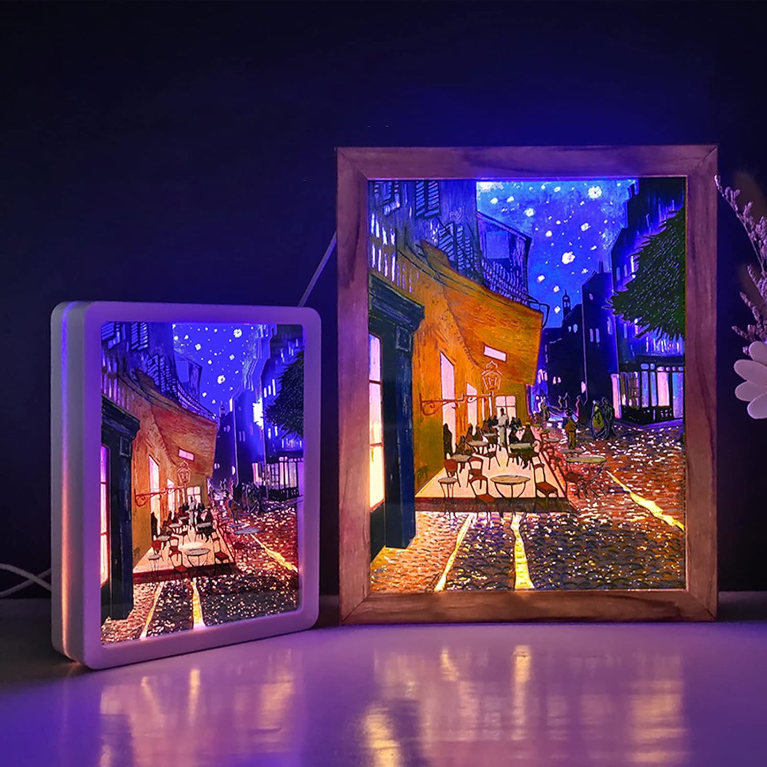 Papercut Light Boxes 3D Paper Carving Lamp, ABS Frame Paper Carving Night Light Desktop Lamp, Decor Light of 3D Shadow Box, Birthday Wedding Gift