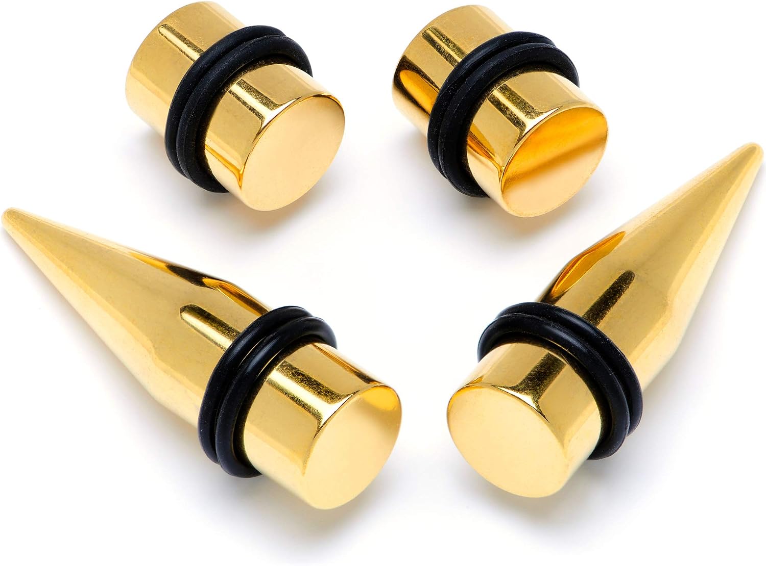 Body Candy Unisex 4Pc PVD Steel Ear Gauges Stretching Kit Tapers Straight Plug Set