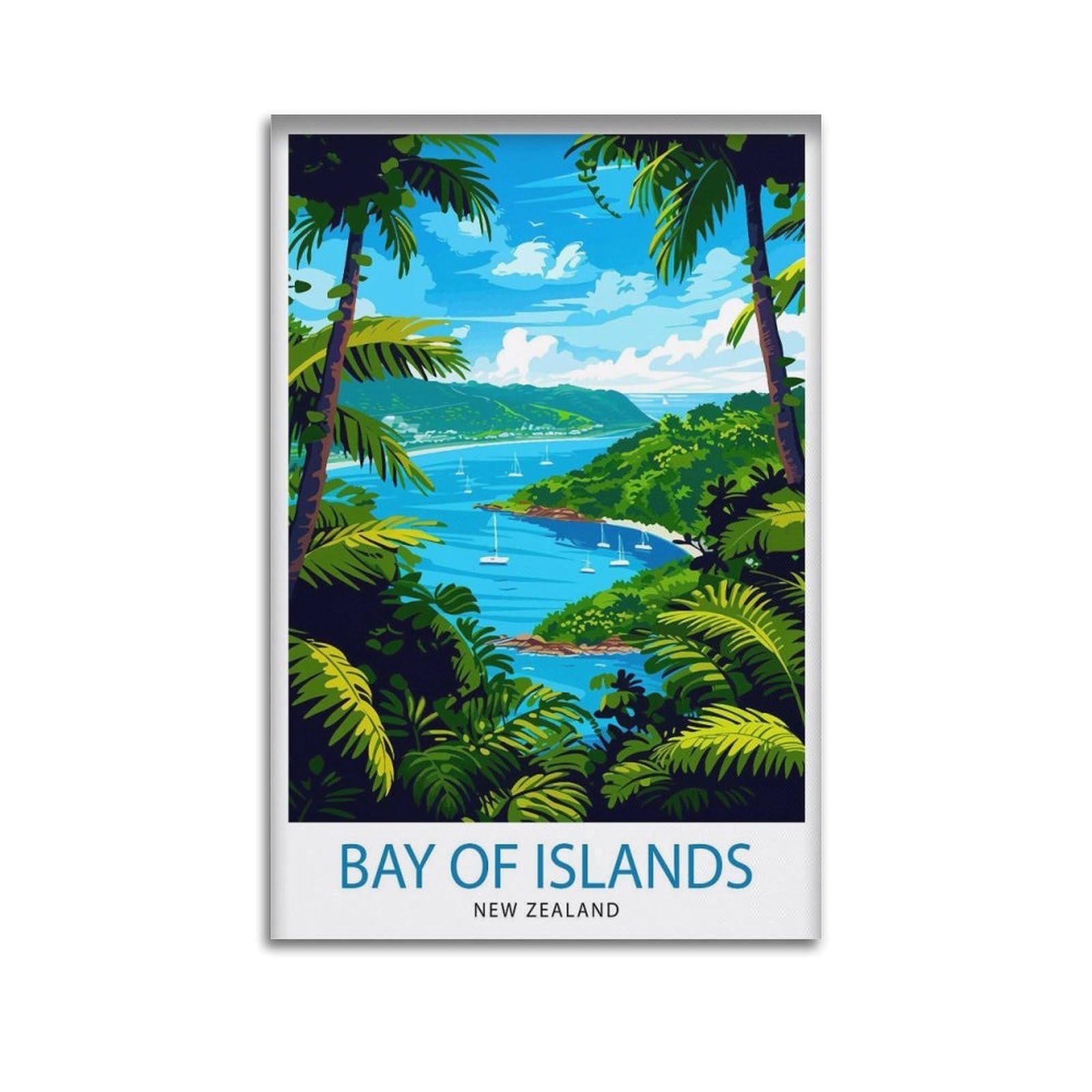 xiaoxiaoshen Bay of Islands New Zealand Travel Canvas Poster Wall Art Prints Room Aesthetic Murals Bedroom And Living Decorations 24x36inch(60x90cm)