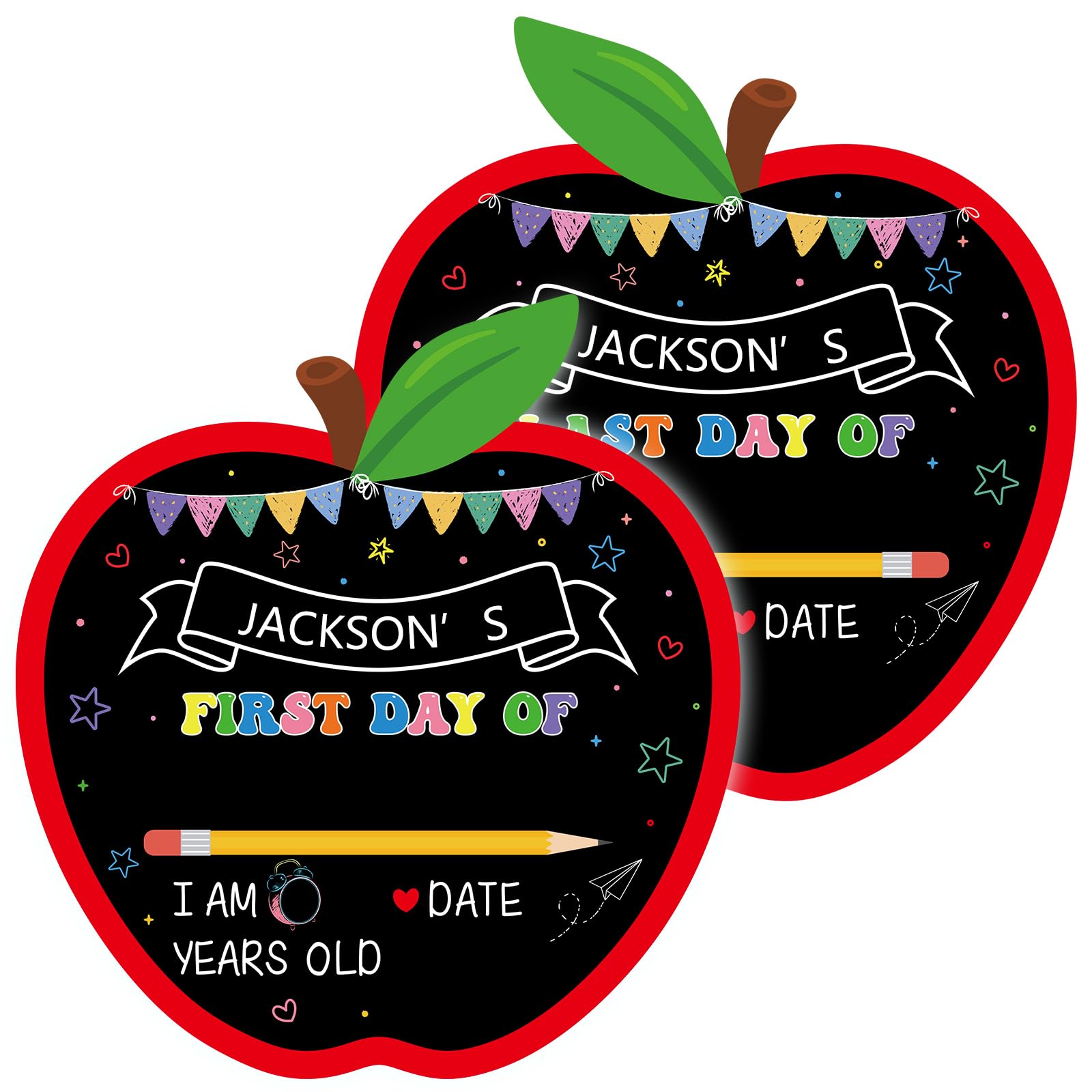 First and Last Day of School Board Sign Apple Shaped Reusable Chalkboard