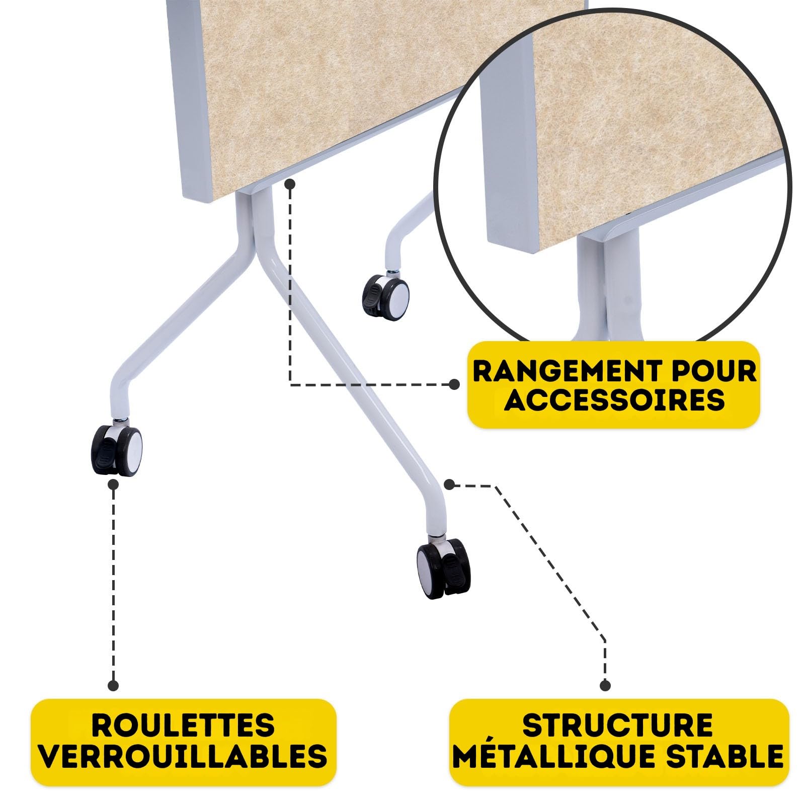 Tableau de présentation Mobile Giant - Tableau Feutre Double Face 80 x 120 cm avec roulettes verrouillables et Rangement - Disponible en Plusieurs Couleurs, 80 x 168,4 cm (H) (Beige)