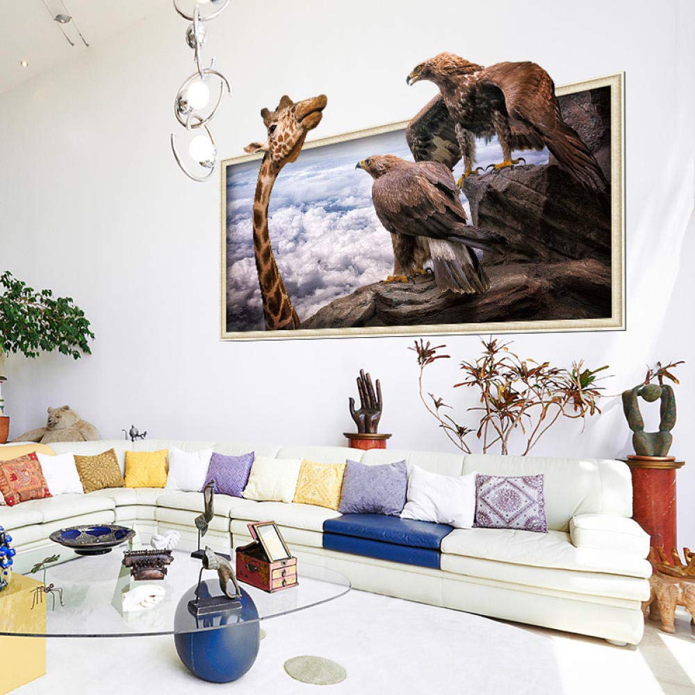 3DWall Poster Animal World Giraffe Falcon Wall Stickers PVC Material for Living Room Bedroom Kids Room Wall Decoration Stickers-A