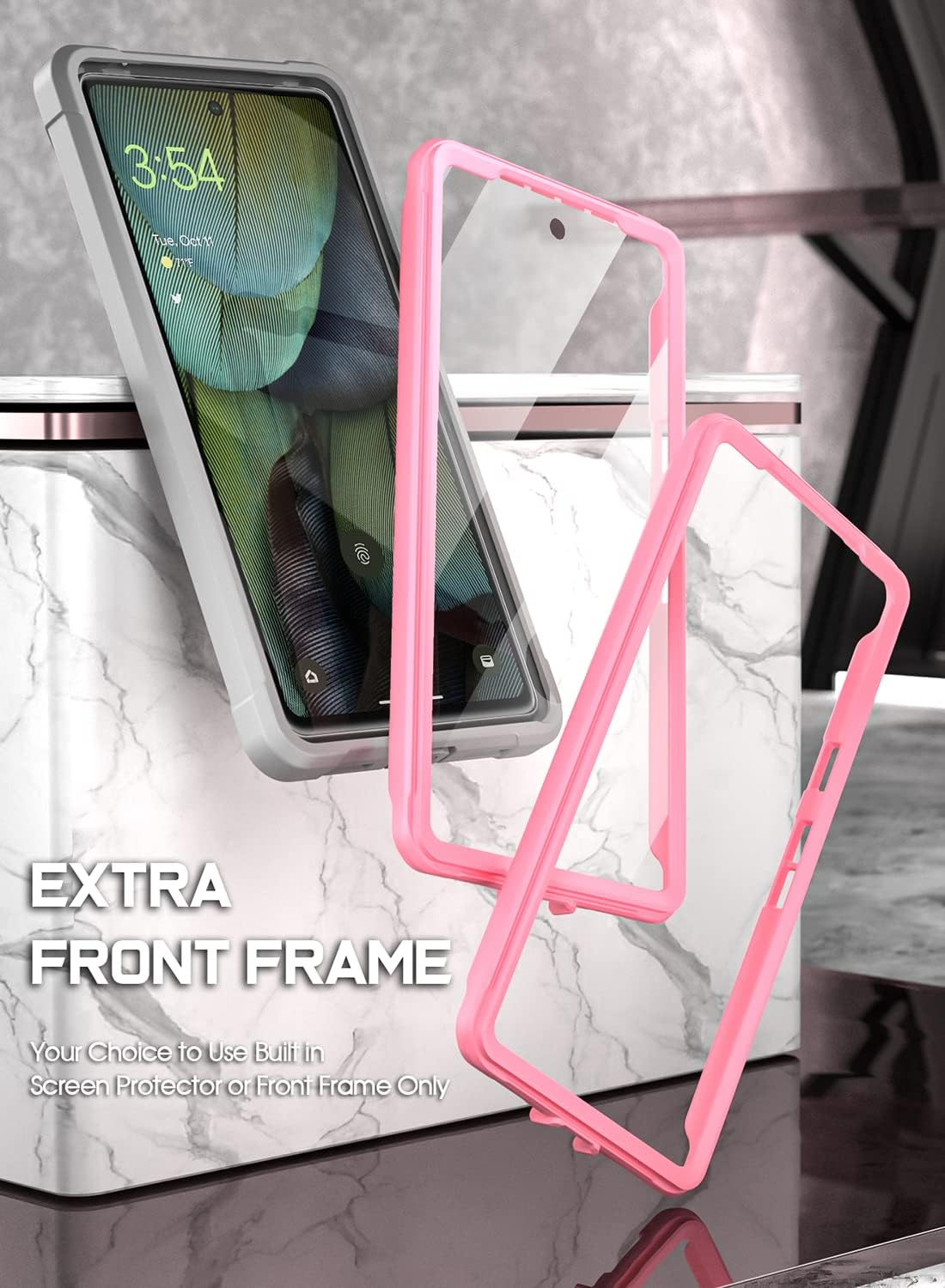 Poetic Guardian MagPro Case for Google Pixel 7A 5G, [Compatible with MagSafe][20 FT Mil-Grade Drop Tested], Built-in Screen Protector Work with Fingerprint ID, Full Body Hybrid Rugged Case, Pink/Clear