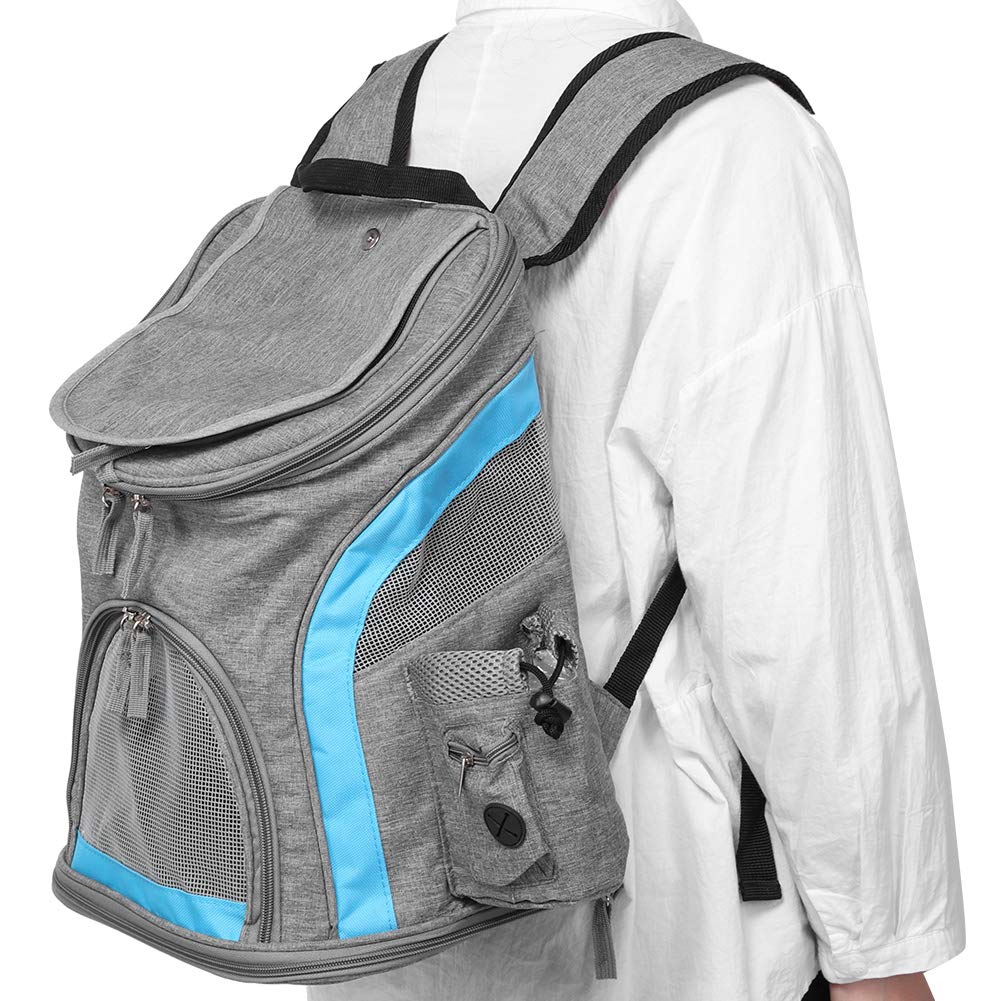 Umweltfreundlicher, atmungsaktiver Tiertransporter, Faltbarer Katzenrucksack, belüftete Netz-Reisetasche mit Snacktaschen für den Außenbereich, zum Tragen über der Schulter oder in