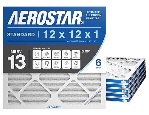 Miniatura 6 de Filtro de aire plisado MERV 8 de Aerostar de 12 x 12 x 1 pulgadas, para caldera/aire acondicionado paquete de 6