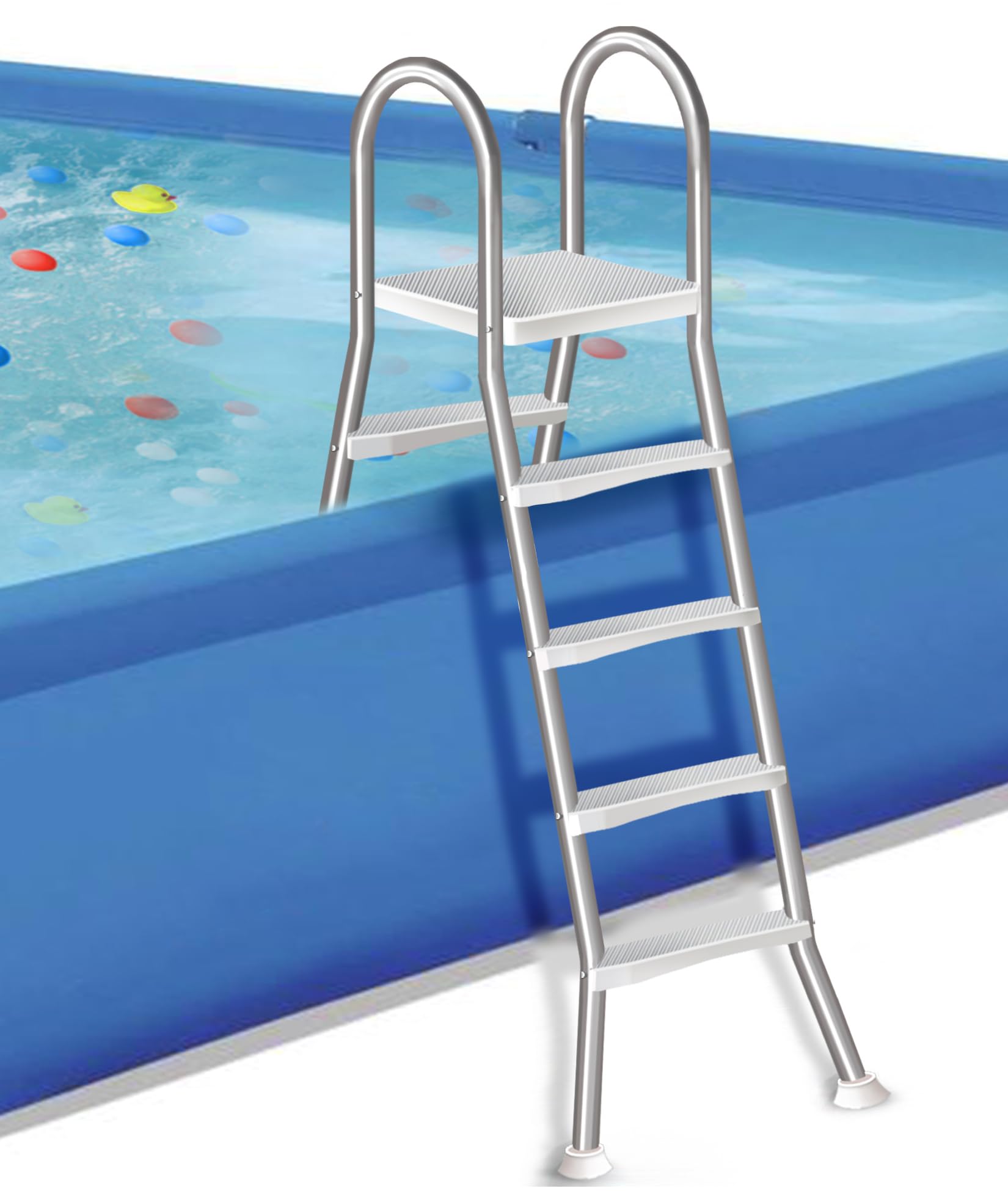 Scala stabile per piscina fuori terra, in acciaio inossidabile 304 ispessito, scale per piscina fuori terra per esterni, scala a 4 gradini per piscina, capacità 250 kg scale per piscina resistenti