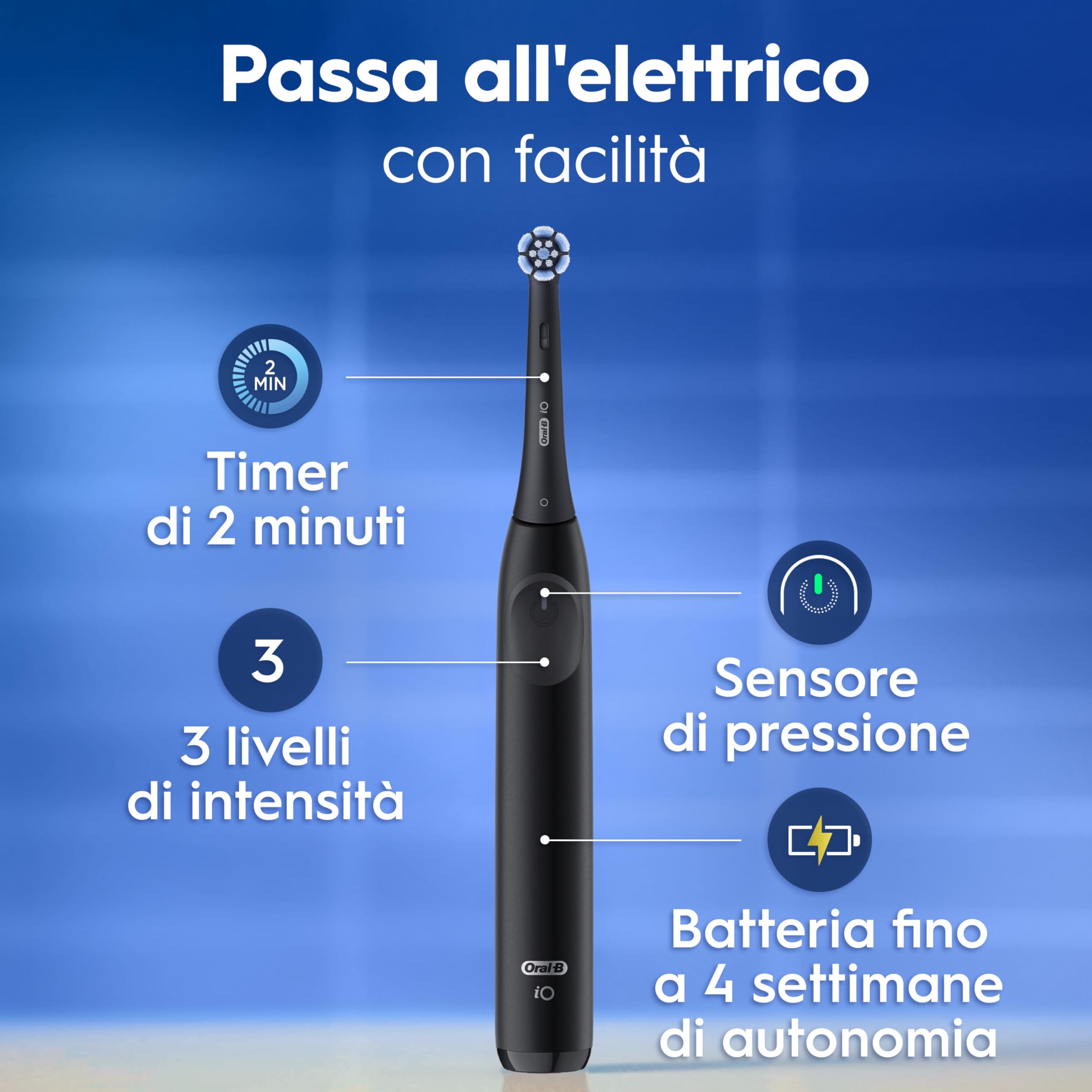 Oral-B iO 2 DUO Spazzolino Elettrico Oral B, Nero e Verde, 2 Testine Di Ricambio e Spazzolini, Custodia Da Viaggio, Porta Ricarica Da Viaggio. Delicato sulle Gengive, Sensore di Pressione