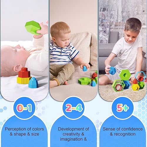 Miniatura 5 de Juguetes apilables para bebés, bloques de construcción para bebés de 6, 9, 12, 18 meses, juguetes Montessori para niños de 1, 2, 3, 4 años, regalos