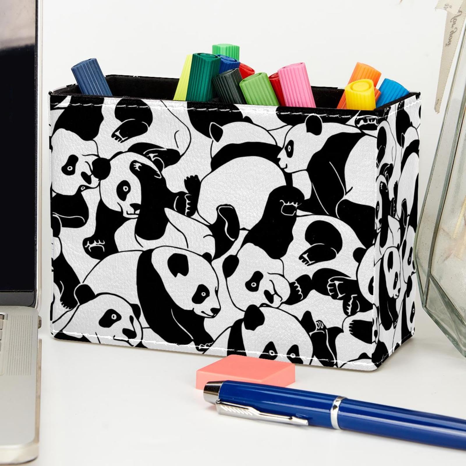 LIHIT LAB Kawaii Japanse panda grote stand-up etui voor school kantoor college, schattige schoolbenodigdheden, dier pennenhouder potloodzakje houder meisjes, kunstenaar etui, panda (A7714-6
