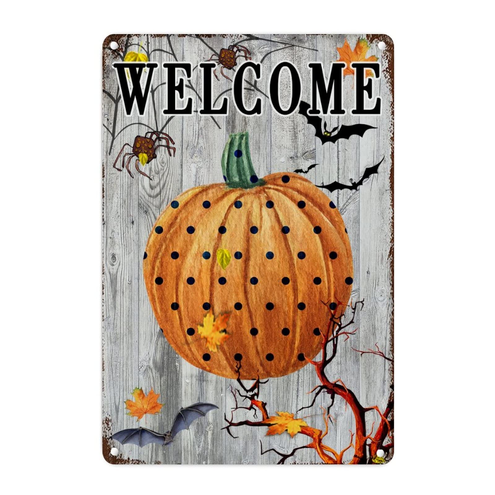 Plaque murale aluminium Halloween léopard citrouille 45x30cm