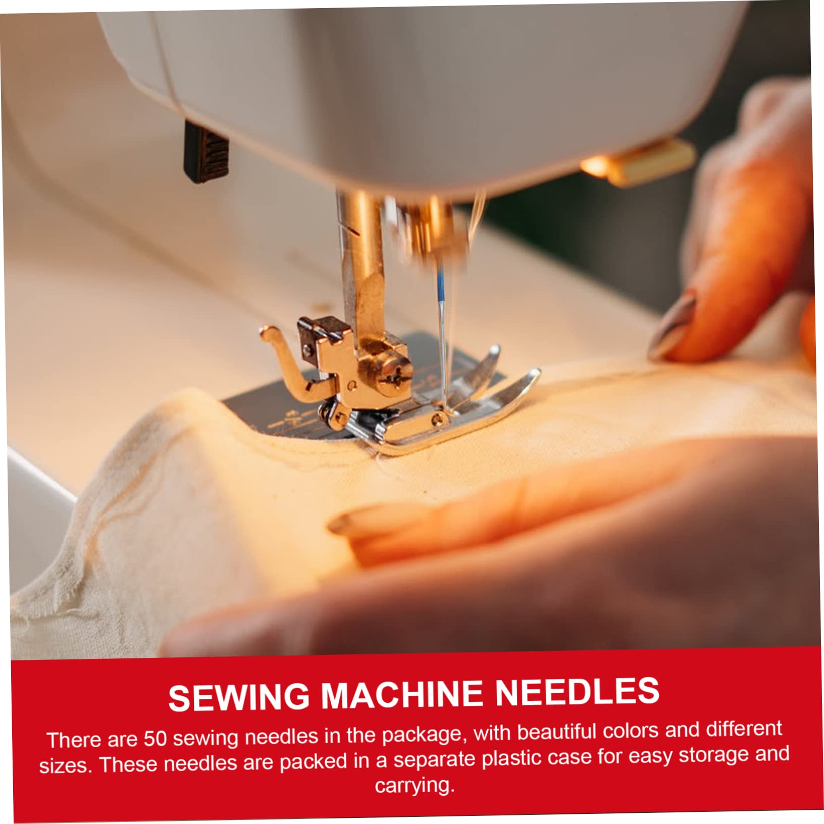 Homoyoyo 50 Agujas de Coser para Máquina Industrial Metal Antidesgaste para Tela Elástica y Lienzo en Costura Doméstica Ligera y Duradera