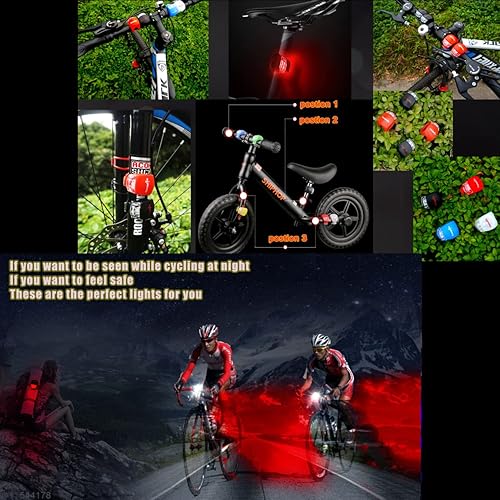 Miniatura 6 de Juego de luces delanteras y traseras para bicicleta, luces traseras de silicona LED para bicicleta, faros delanteros y traseros de bicicleta,