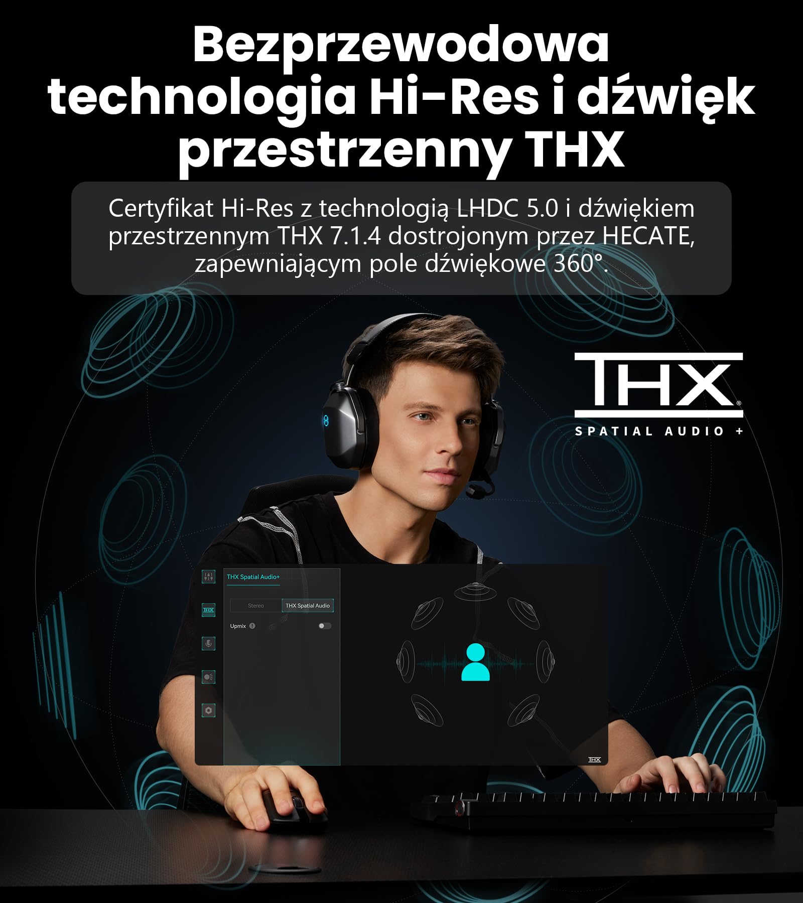 Edifier G5 MAX Bezprzewodowy Zestaw Słuchawkowy do Gier, 305h, Szary | THX Spatial Audio, 2,4 Ghz, Bluetooth 6.0, Hi-Res, Przetworniki Pen Średnicy 53 mm, Tryb Czteropasmowy, Odłączany Mikrofon