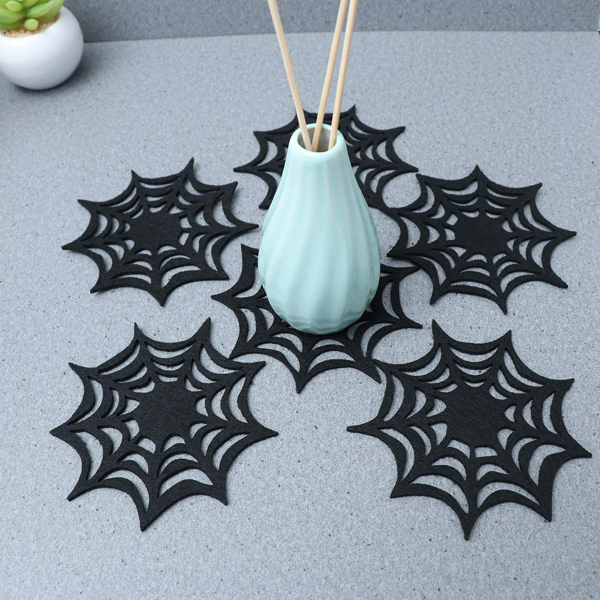6x Halloween Untersetzer Mit Spinnennetz-Design – 10x10 Cm, Rutschfest, Aus PVC