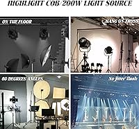 Vista 3 de Luces de escenario COB con puertas de granero, luz par COB de 200 W, LED 3500 ~ 7500 K, blanco cálido y blanco, DMX512 con sonido maestro-esclavo