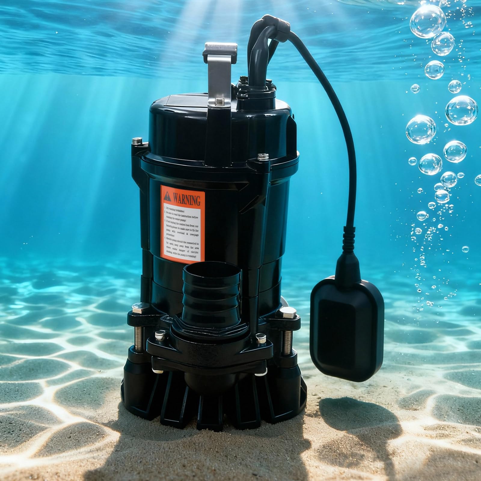 Bomba de agua sucia 16 m³/h, altura máxima de extracción 15 m, bomba sumergible para agua sucia clara y sucia, interruptor de flotador, asa de 550 W