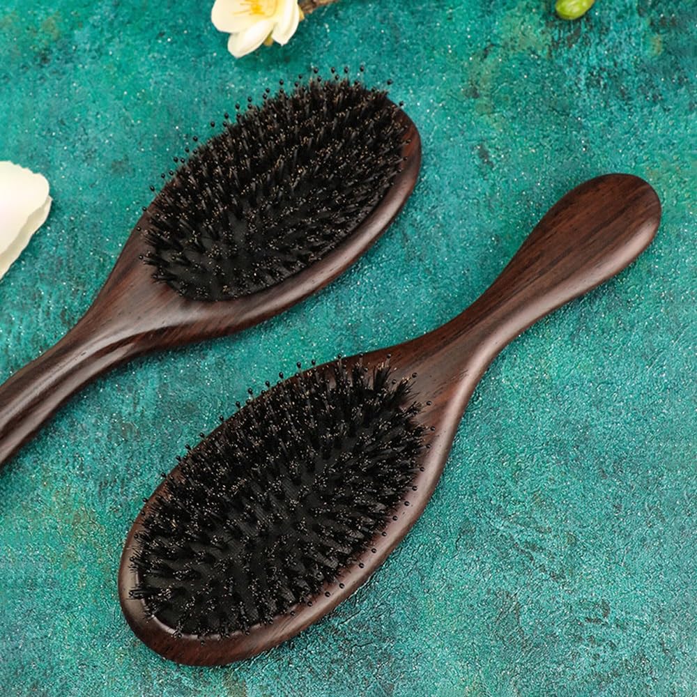 Cepillo for el cabello, cepillo for el cabello con cerdas de jabalí for cabello grueso, rizado, fino, largo, corto, húmedo o seco, agrega brillo y suaviza el cabello, el mejor cepillo for el cabello c