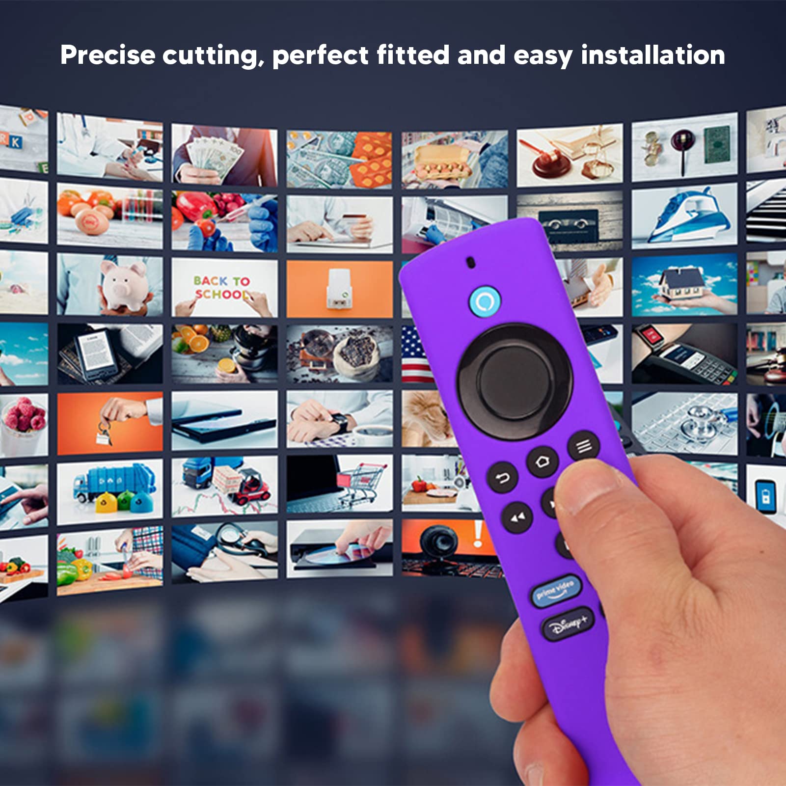 Funda Protectora para Mando a Distancia, Funda para Mando a Distancia con Correa de Mano, Fundas Antideslizantes de Silicona a Prueba de Golpes para Mando a Distancia Fire TV Stick Lite(Púrpura)