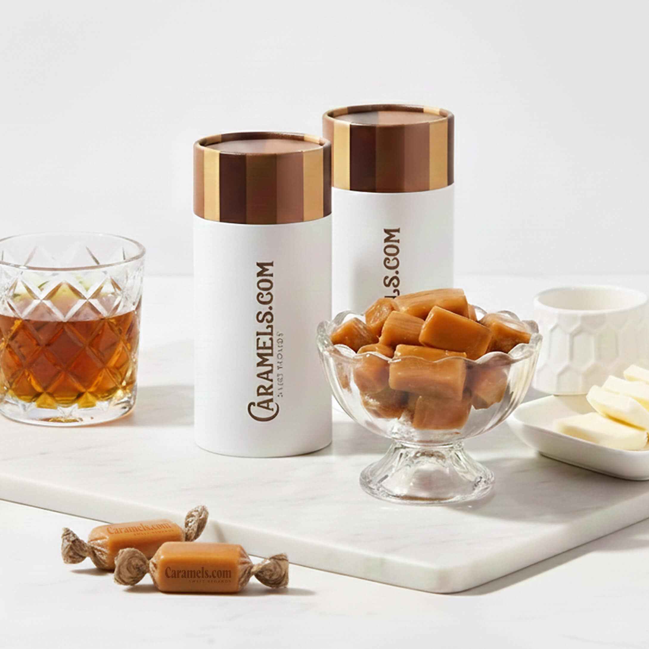 Caramels.com | Butterscotch and Butter Rum Caramels | Soft Caramel | Duo Pack | Individually Wrapped | Ideal Assorted Gift For Family and Parties