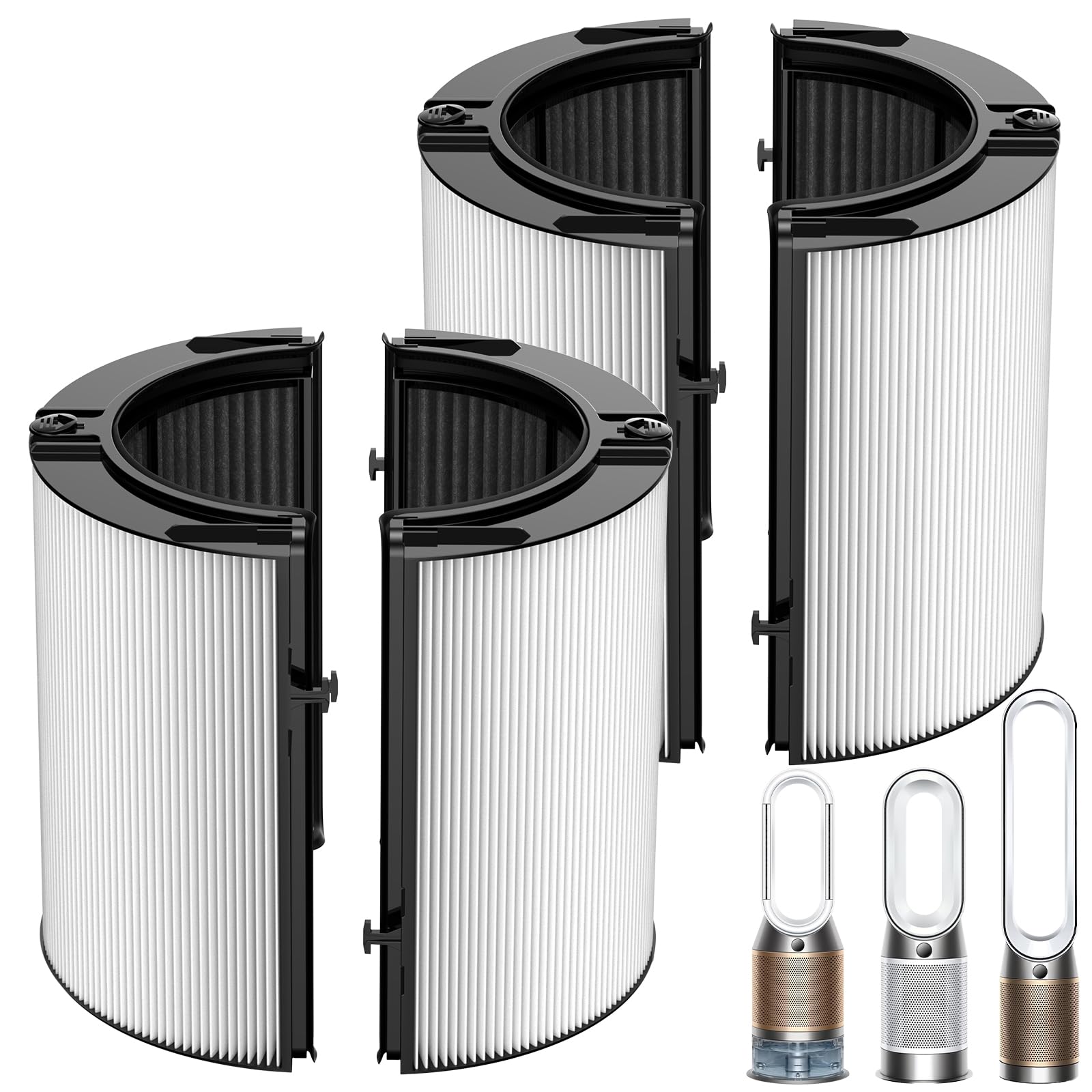 360° Combi Glass H13 Hepa + Activated Carbon Filter Compatible with Dyson HP1 PC1 HP10 TP07 TP10 TP06 HP06 TP04 HP04 PH01 PH02 PH03 PH04 HP09 TP09 HP07 Air Purifier, 2-in-1 Replacement Filters, 2 Pack