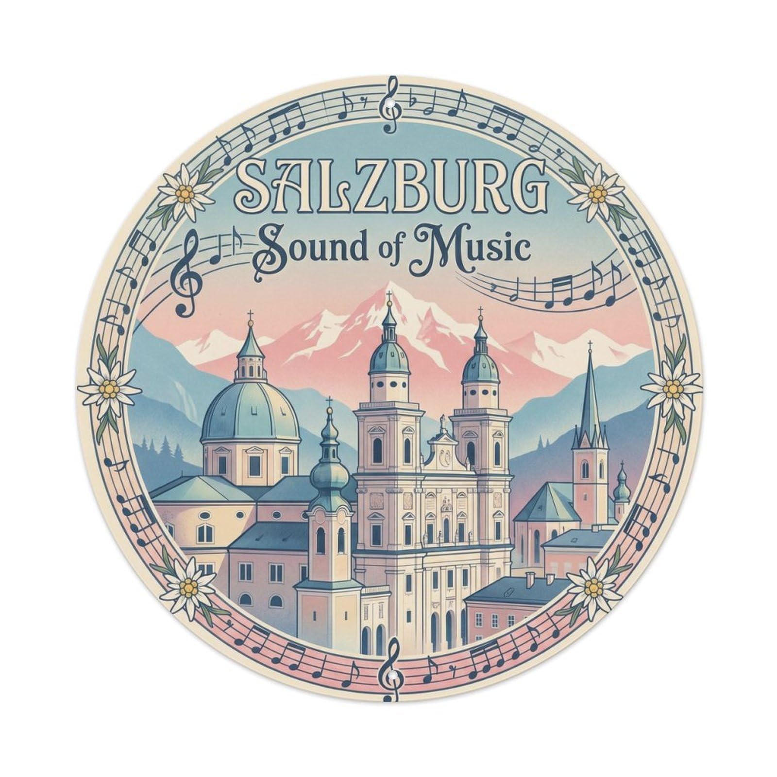 Yrnq Vintage Style Vintage Travel Oldtown Austria Vintage Metal Tin Sign Plaque Wall Decor For Cafe, Club, Garden Round Metal Poster 8X8inch