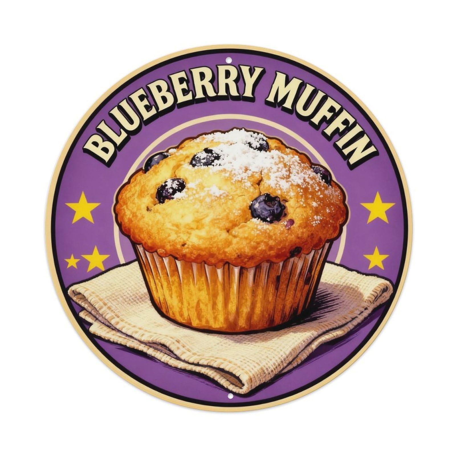 Blueberry Muffin Bakery Sign Metal Tin Sign Plaque