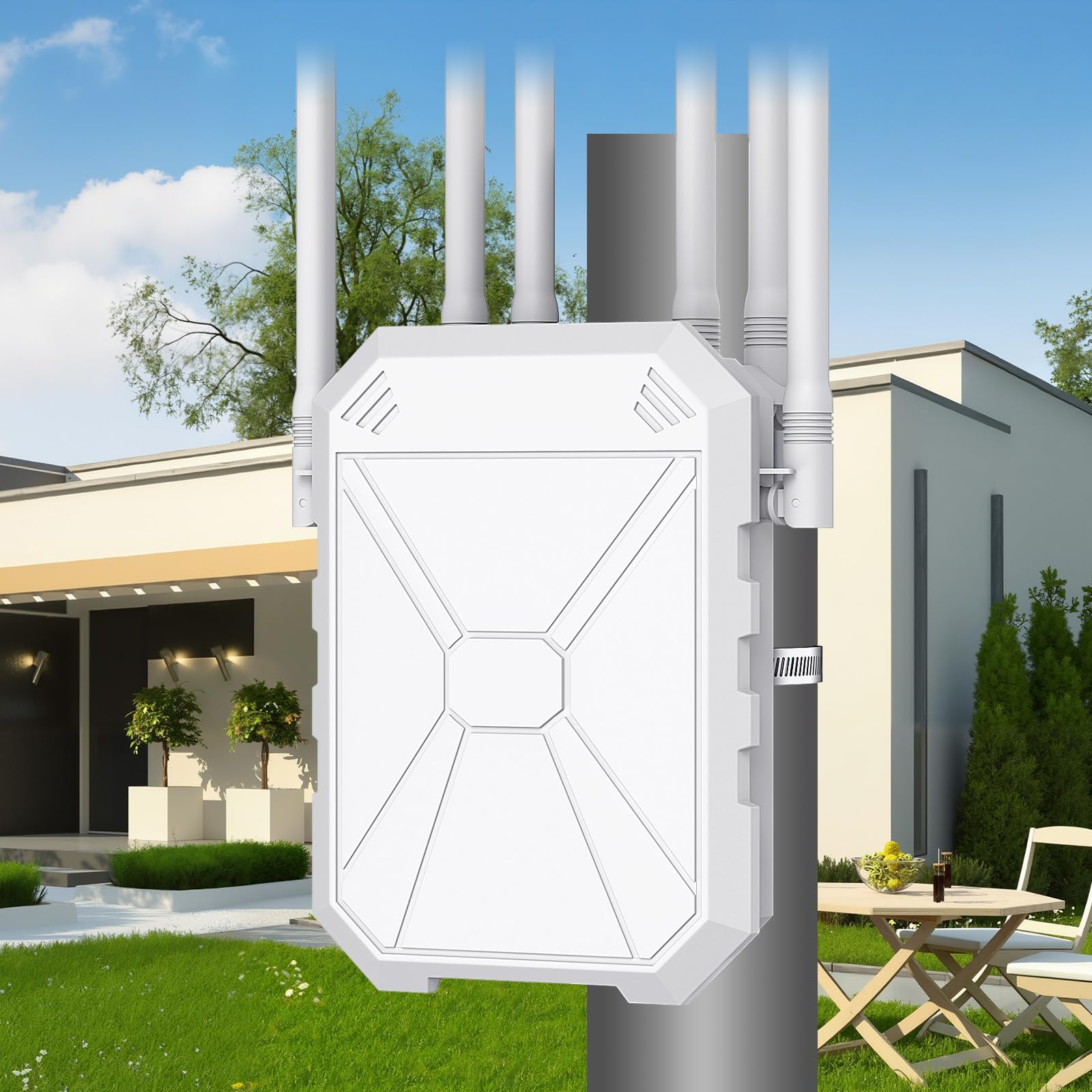 WLAN Verstärker, 1200Mbit/s WiFi Repeater Dual Band 5GHz + 2.4GHz, WiFi Verstärker deckt bis zu 200 m², WiFi Booster mit Ethernet Anschluss, Unterstützung WPS, Kompatibel zu Allen WLAN Geräten