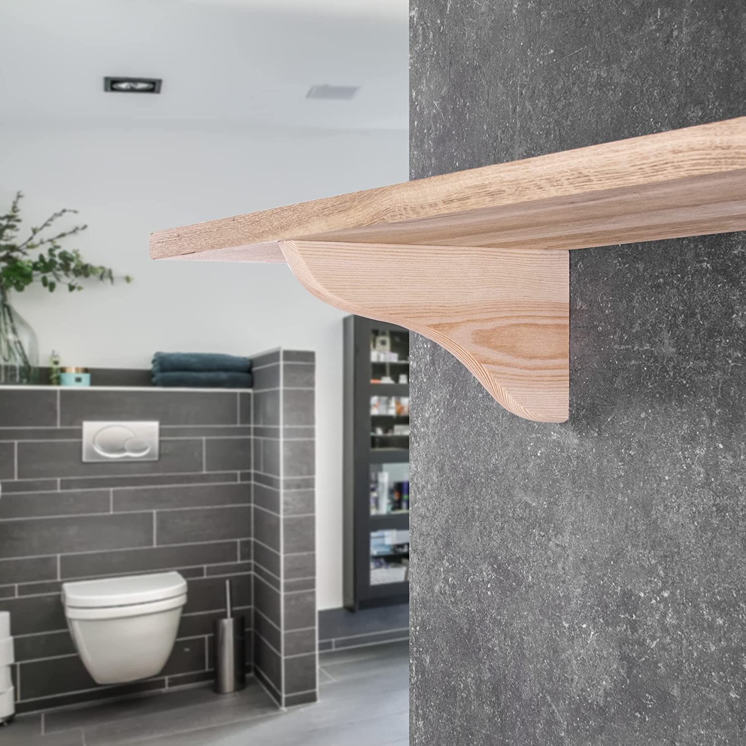 Gedotec Lot de 10 équerres murales en pin 165 x 95 mm, très résistantes, en bois naturel, haute capacité de charge, convient pour les étagères, les étagères murales, les supports d'étagère