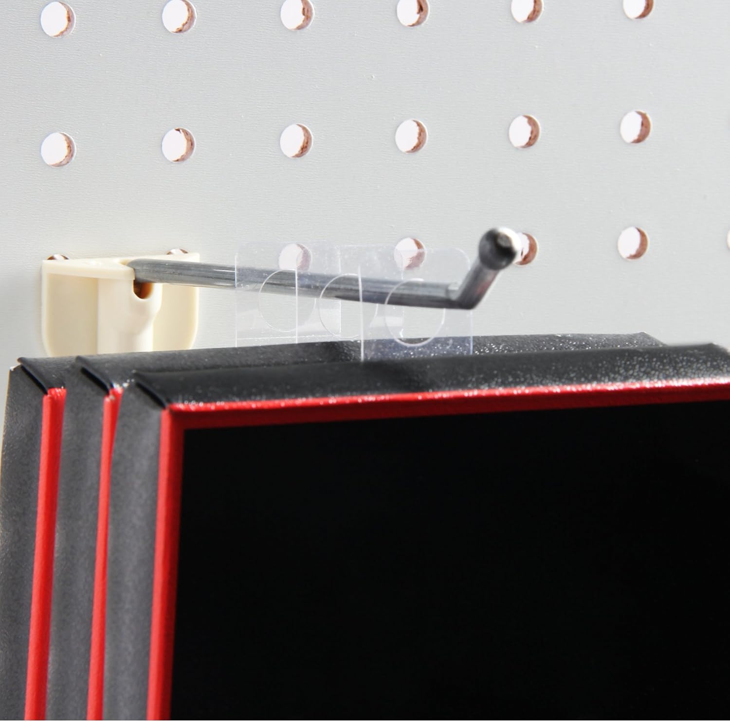 Get Special Price 100 Self Adhesive Clear Plastic Hang Tabs Tags Hanger Pegbord Slatwall Hook 12Oz