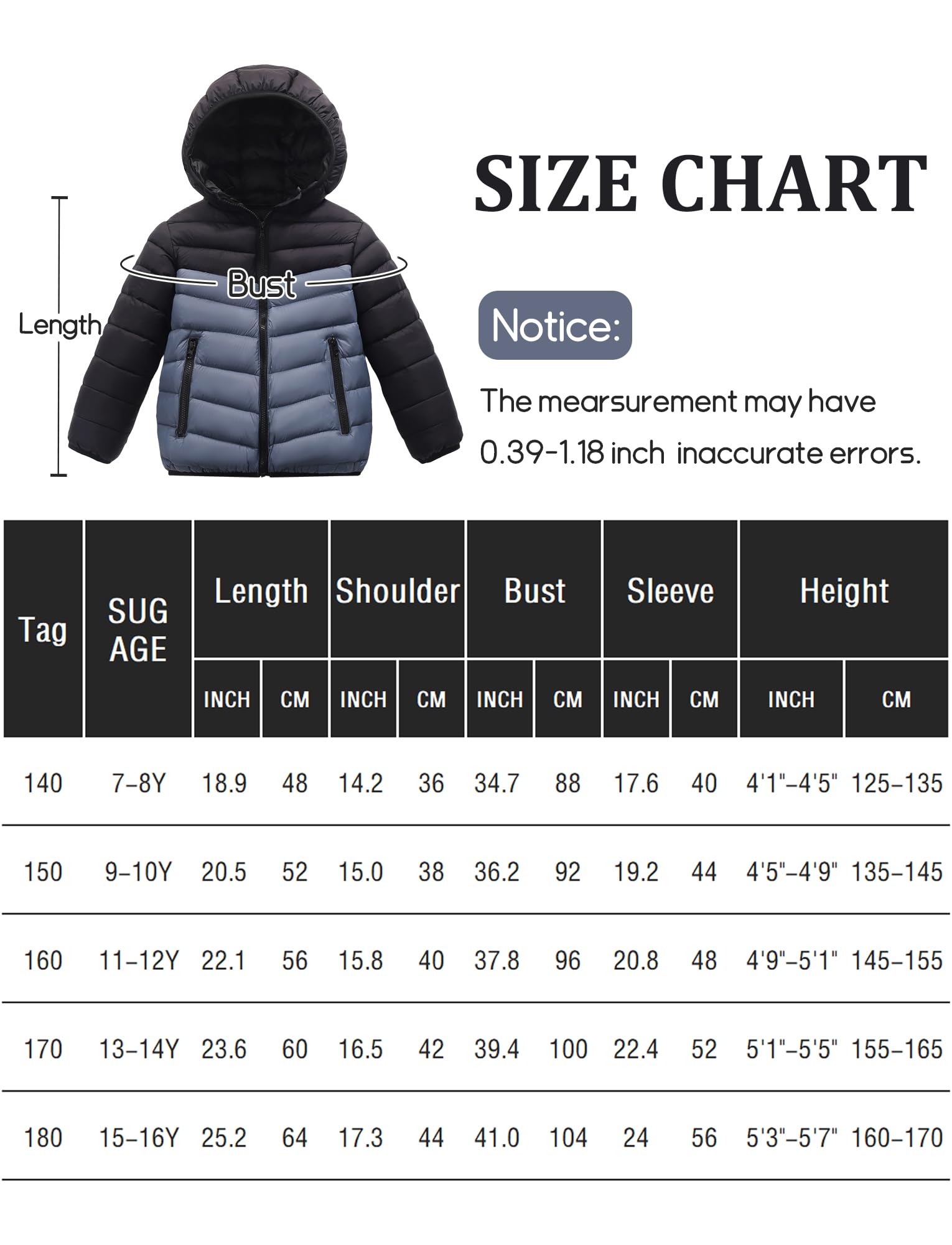 SEAUR Chaqueta Puffer Ligera de Invierno para Niños Casual Cálida Acolchada con Capucha Plegable Resistente al Viento con Cremallera 7-16 Años, gris, 7-8 años