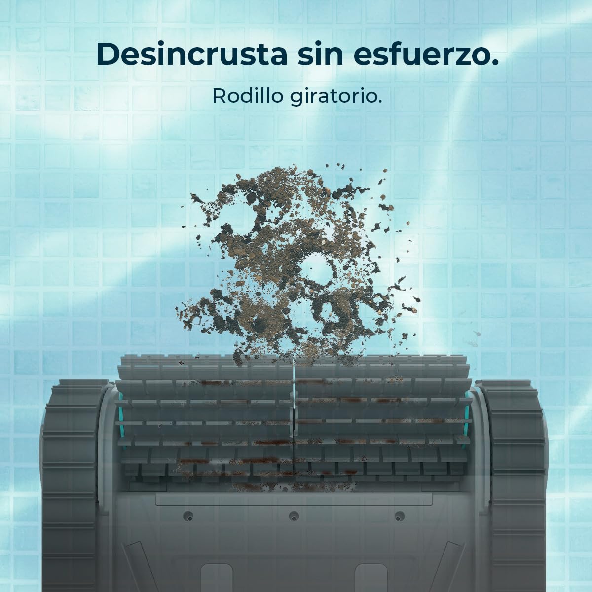 Cecotec Robot Limpiapiscinas para Fondos, Paredes y Línea de Flotación Conga Pooldroid 5000 TotalClean Pearl. Superficies 100m2, Pendiente Máx 90º, Autonomía 120mins, Filtro Alta Eficiencia 180μm, 4L