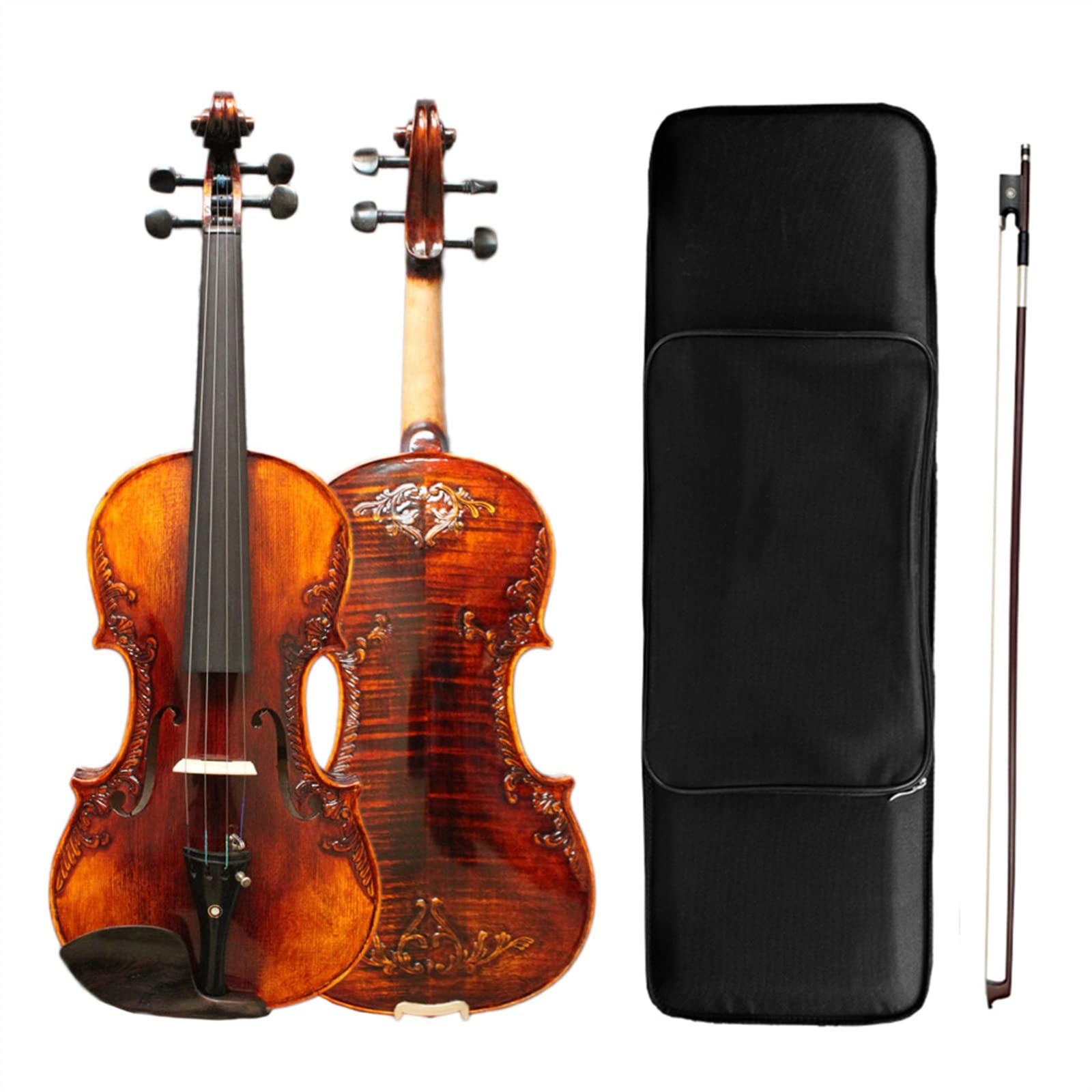 Violini per Studenti Violino A Grandezza Naturale Fatto A Mano 4/4 Violino Con Arco Per Violino Ponte Per Violino Corde Per Violino Kit Custodia Per Violino Professionale Violino