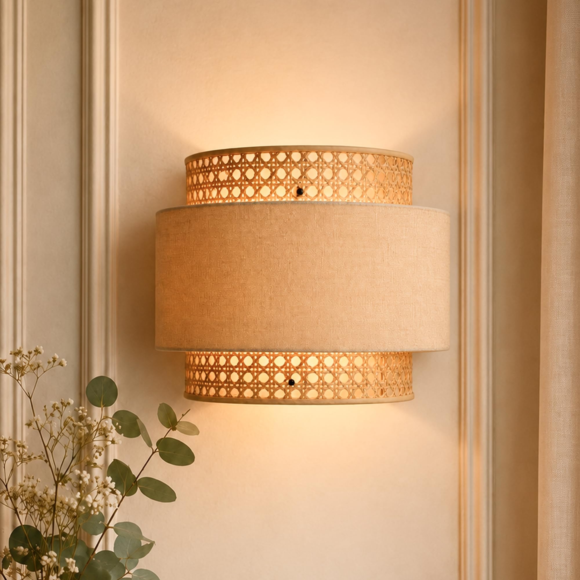 Habere India-All the Cultures Fabricating India Wall Lamp | Decor Lights | Night Lamp for Bedroom | Mount Lights | Bamboo Wall Lamp (L30 x H25 cm)-image-32