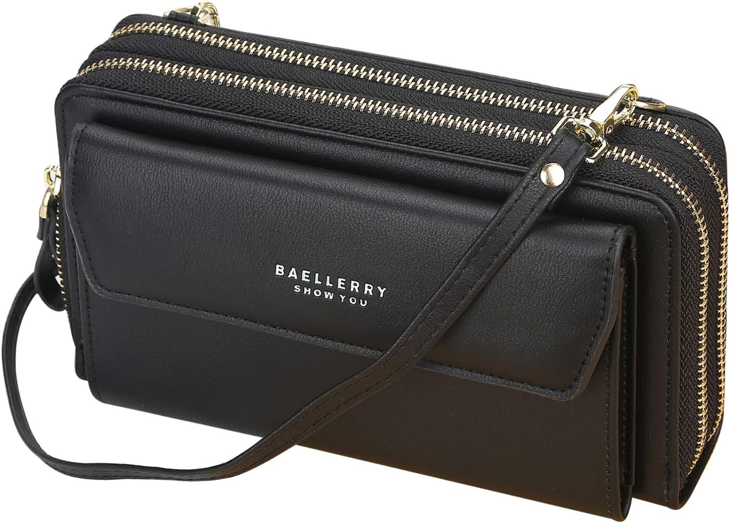 Women's Crossbody Phone Pouch - Ladies Cross-Body Shoulder Bags with Adjustable Strap, Double Zipper PU Leather Wallet