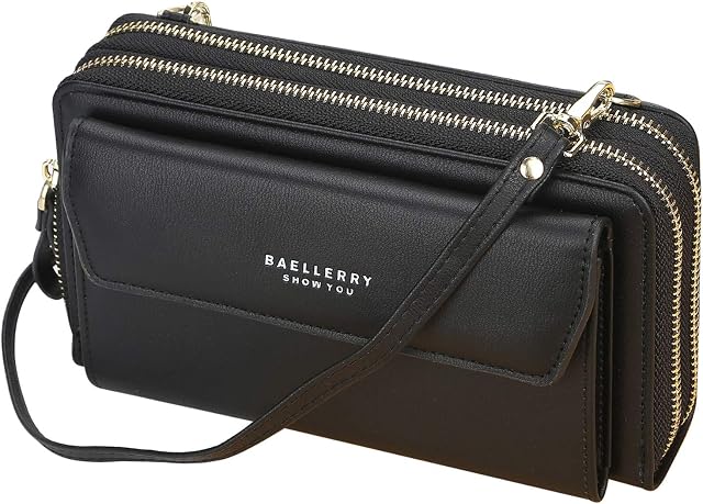 Yixuan Women Crossbody Cell Phone Bag Ladies Cross-Body Shoulder Bags Women Purse Wallet with Double Zipper PU Leather Phone Purse Bags with Adjustable Strap Card Holder Wallet Phone Pouch Bag