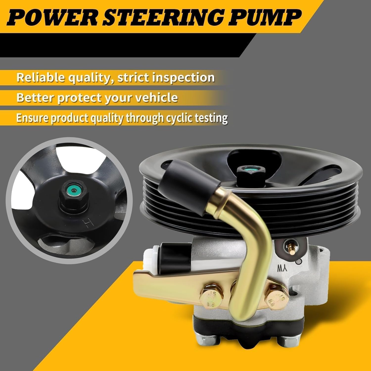 Power Steering Pump Compatible with Sonata 2.7L 2002-2005 Santa Fe 2.7L 2001-2006 Optima 2.5L 2.7L 2001-2006 21-667 57100-26100 5710026100 57100-38500 5710038500