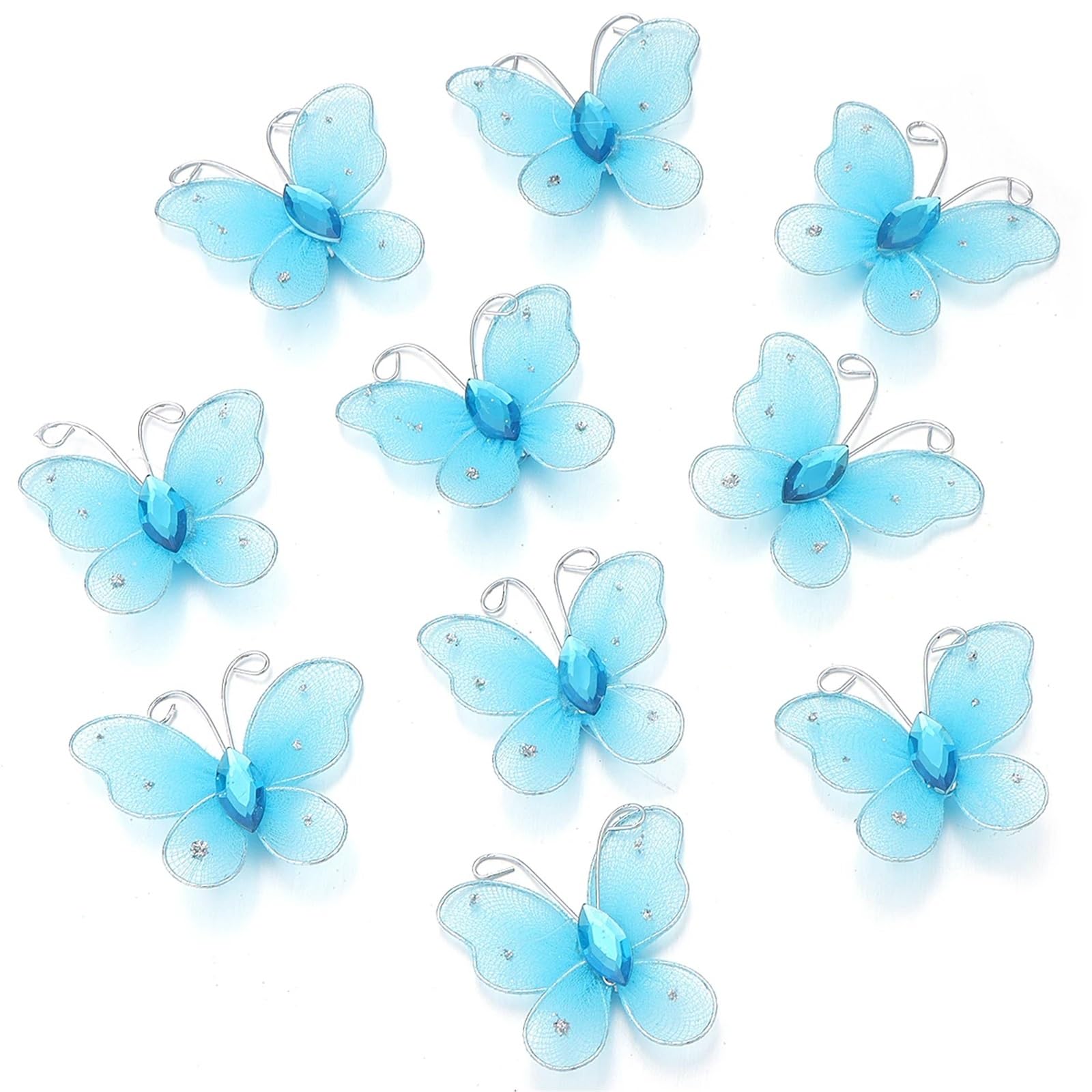 Wtaxbh A Iron On Patches 30Pcs/Lot 4Cm Gauze Butterfly Ppliqued 3D Fabric Mesh Simulation Dreamy Patch For Diy Sewing Craft Decoration(A)