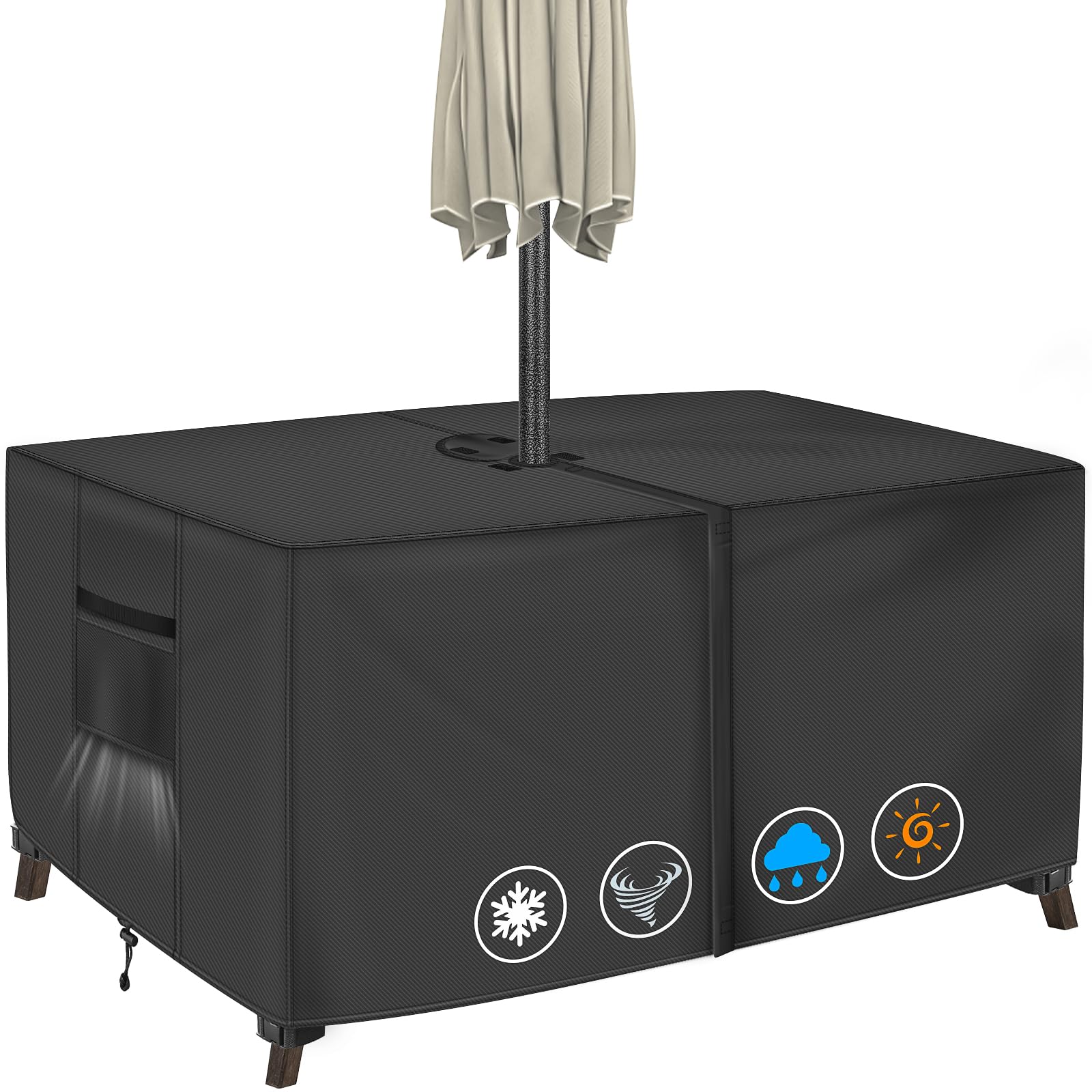 Patio Table Cover with Umbrella Hole Rectangle, 84