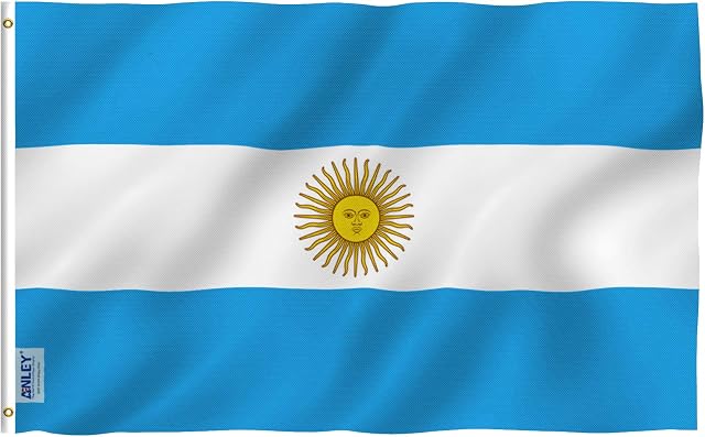 Anley Fly Breeze 3x5 Foot (90 X 150cm) Argentina Flag - Vivid Color and UV Fade Resistant - Canvas Header and Double Stitched - Argentinian National Flags Polyester with Brass Grommets 3 X 5 Ft
