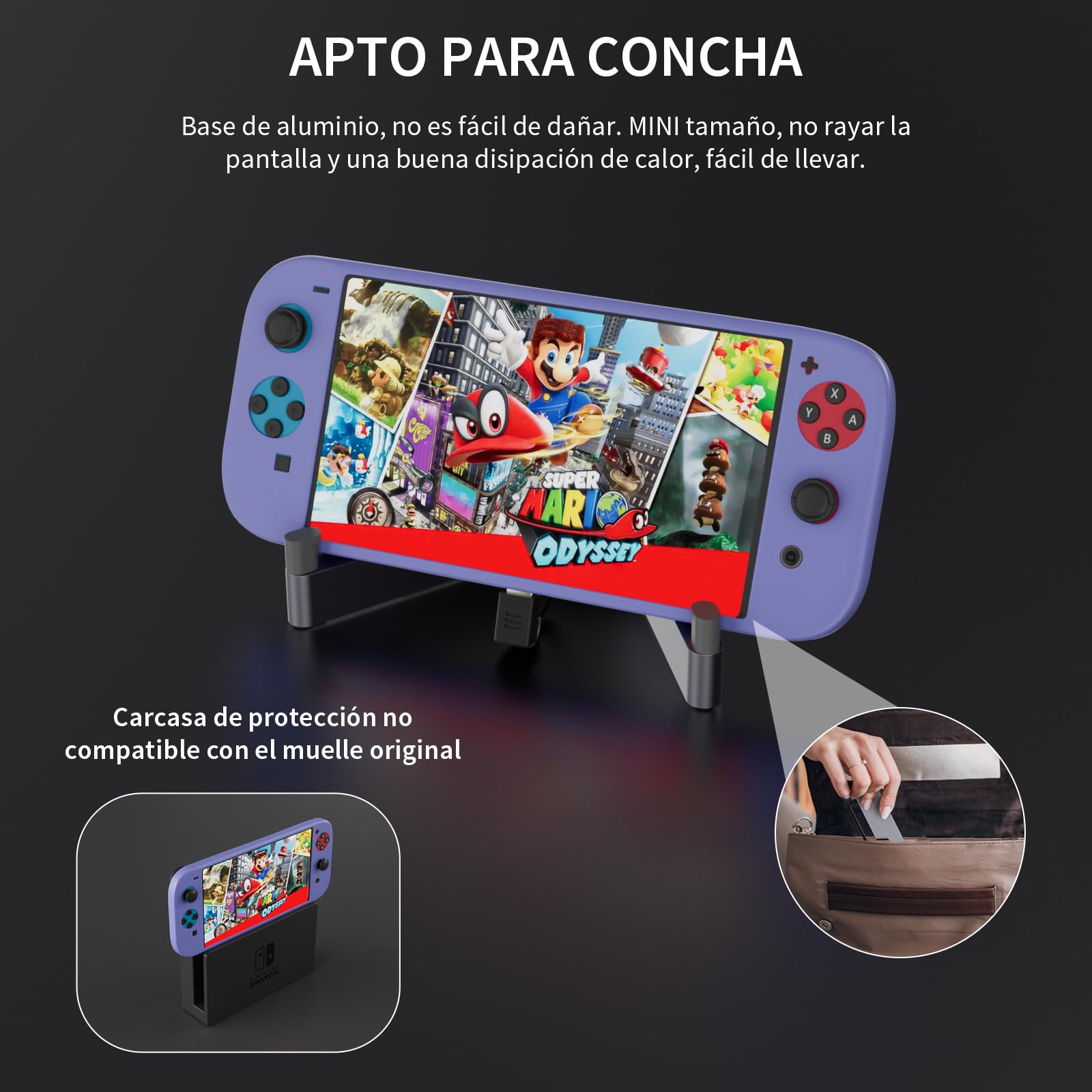 Switch Docking Station for Nintendo Switch/Switch OLED [Aleación de Aluminio], Electight Portátil Plegable en V Switch TV Docking Station, con Puerto 4K/1080P HDMI USB 3.0 y Type-C