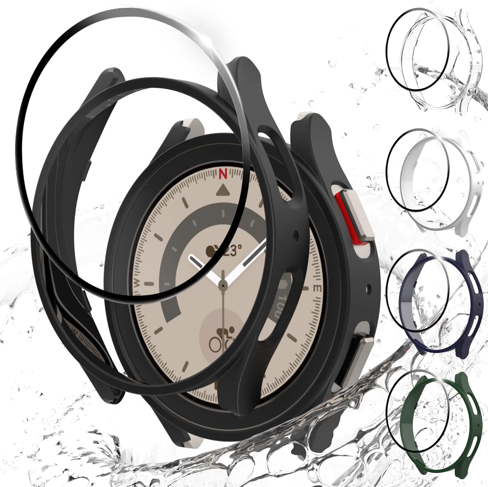 kwmobile Set 2x Custodia Smartwatch Compatibile con Garmin Forerunner 245/245 Music Cover - Case Trasparente Protezione Orologio Fitness - nero/ trasparente